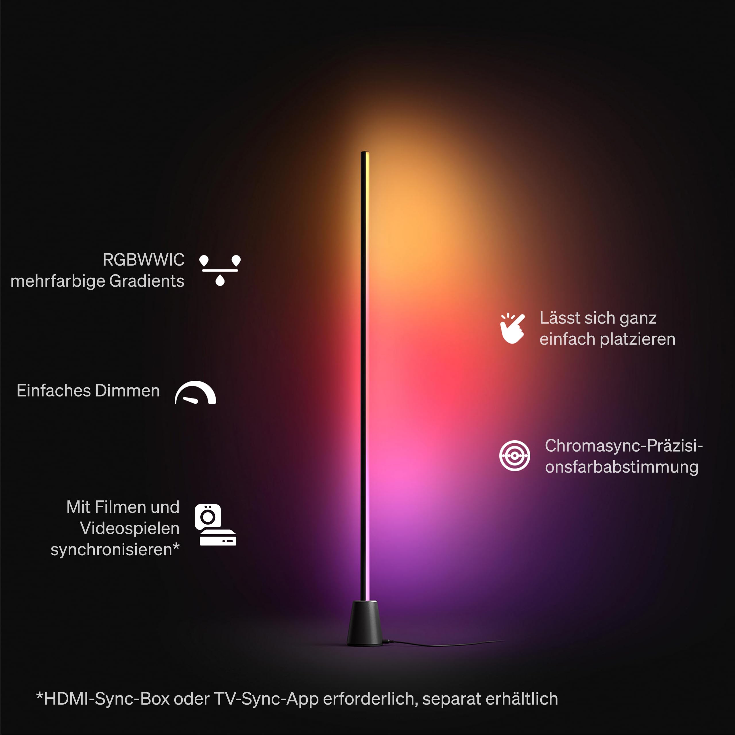 Philips Hue Play Stehleuchte RGBWWIC LED 122 cm Smart Lighting Alexa Google Home Apple Home