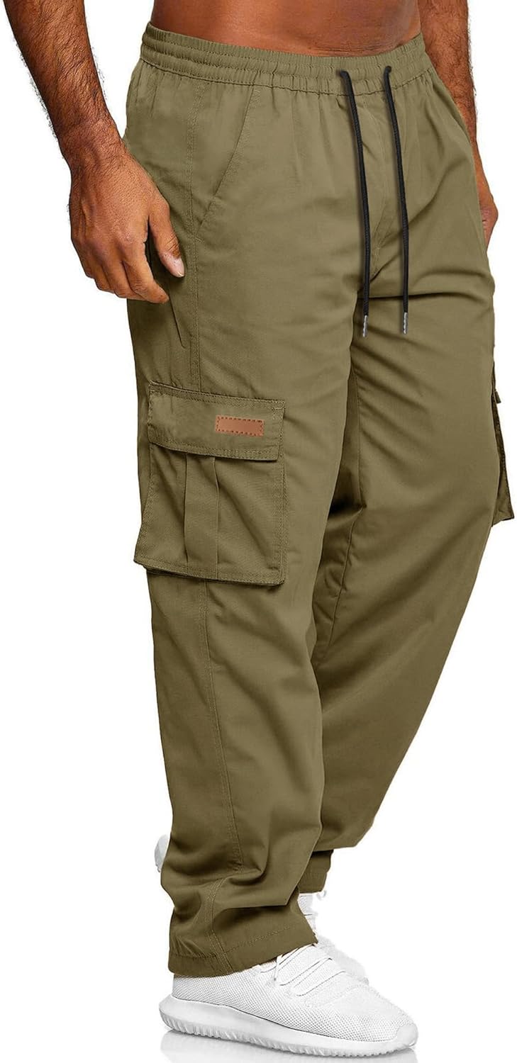 HOTake Men's Casual Cargo Sweatpants Waist Drawstring Joggers Hiking Tactical Pants for Men with Pockets - Image 4