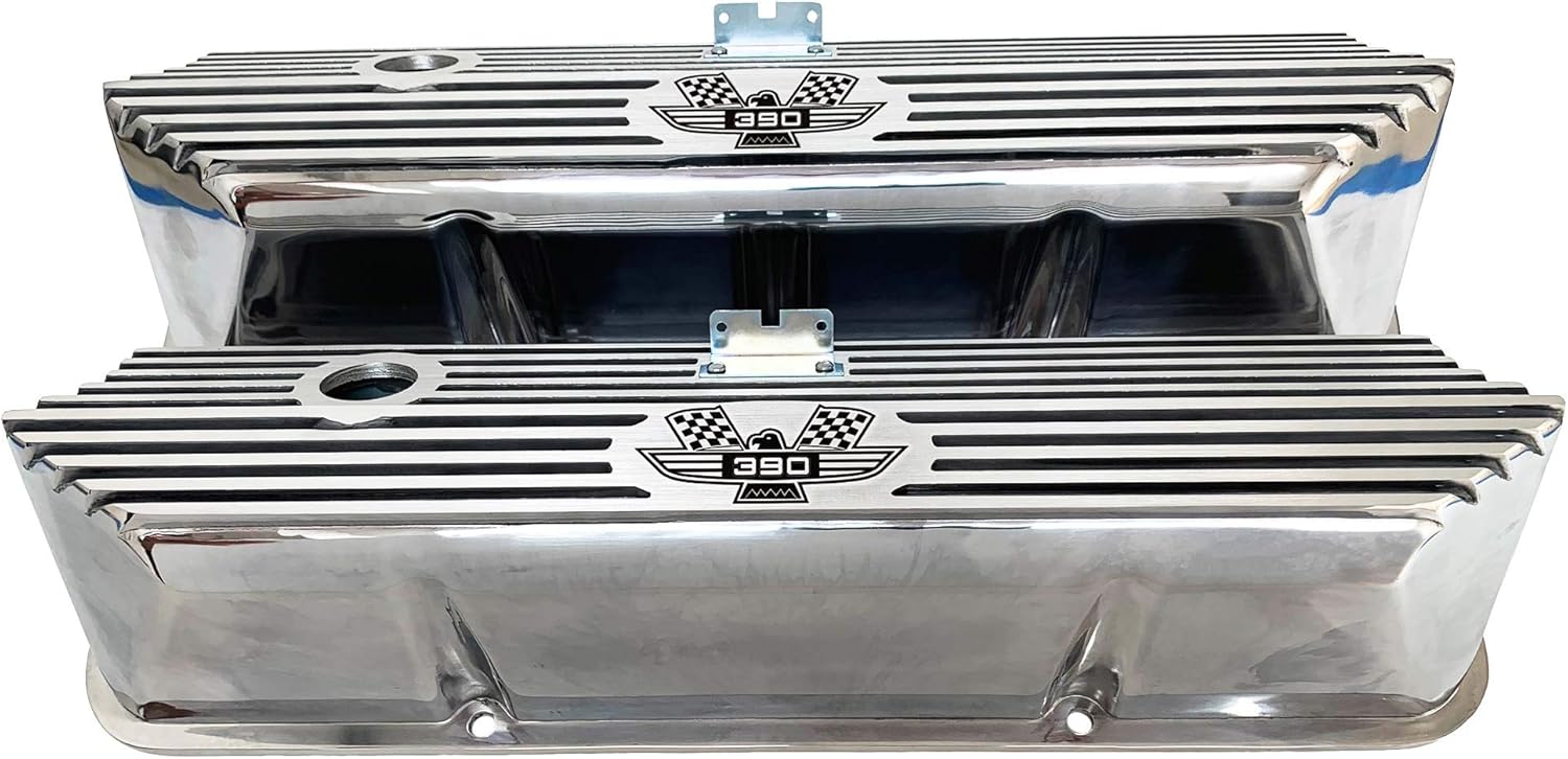 Compatible with Ford FE 390 American Eagle Valve Covers Polished - Die-Cast Aluminum - Ansen USA