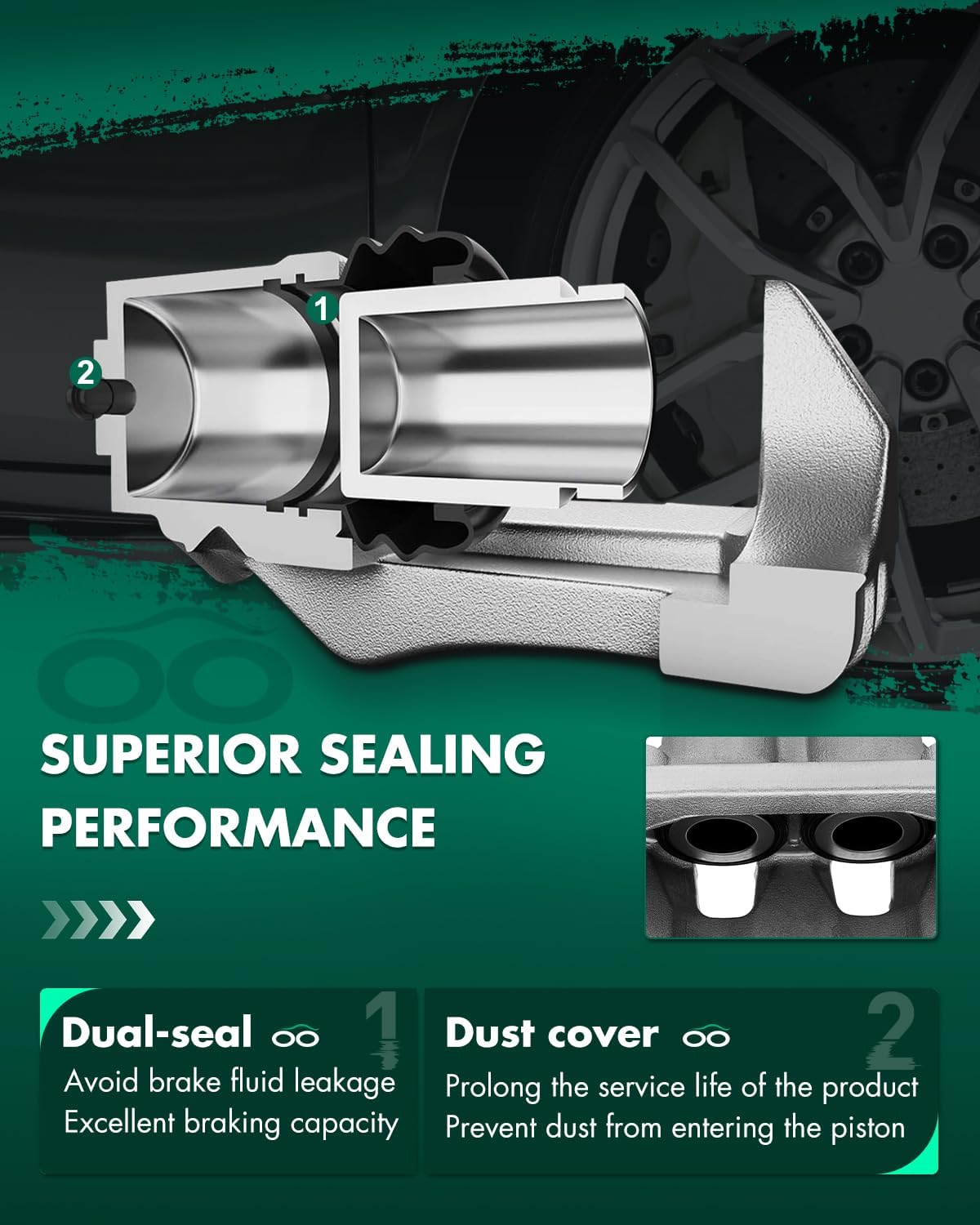 SCITOO 18B5054 Brake Piston Caliper Fit For Chrysler Aspen 2007-2009 For Dodge Dakota 2009-2010 For Dodge For Durango 2007-2009 For Dodge Ram 1500 2009-2010 For Ram 1500 2011-2017 For Ram Dakota 2011