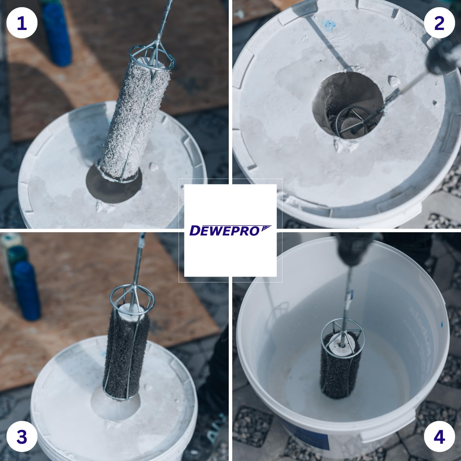 DEWEPRO Dispositif de nettoyage pour rouleau de peinture - Embout pour perceuses/visseuses sans fil pour un nettoyage facile des rouleaux de peinture