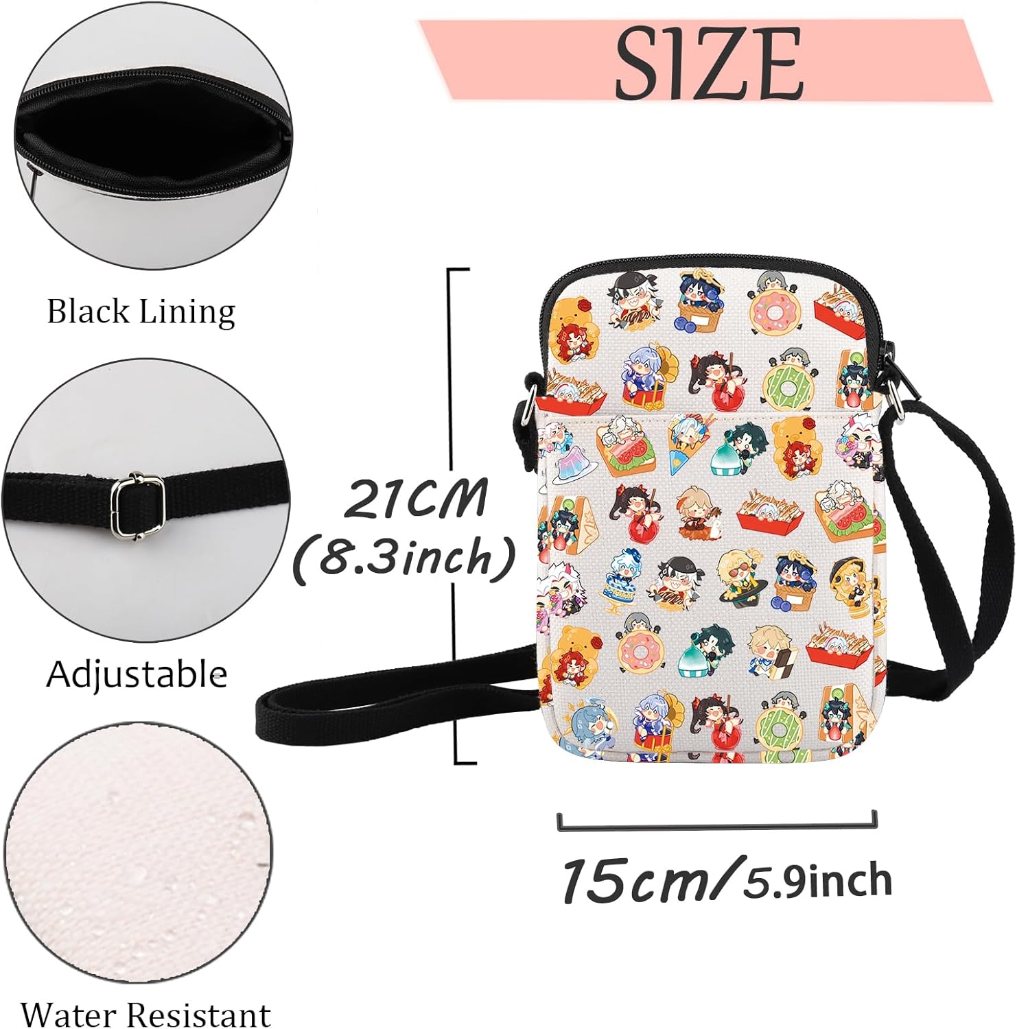JXGZSO Anime inspired Crossbody Bag Genshin Fans Gift Anime Gaming Crossbody Purse Gamed Themed Bag - Image 3