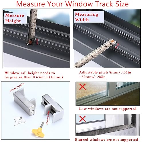 Miniatura 3 de Paquete de 2 cerraduras de seguridad para puertas correderas, a prueba de niños, cerradura de puerta de patio y ventana, sin taladro, fácil de