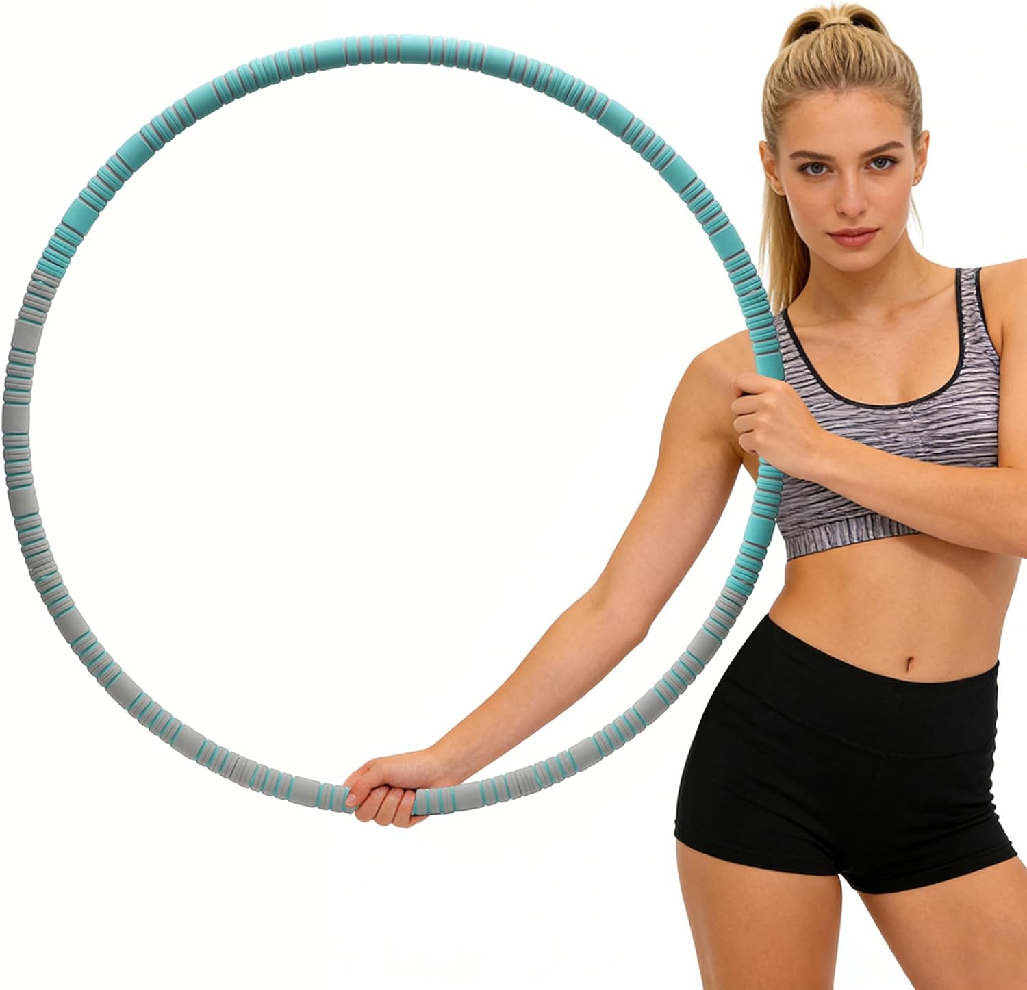 Hula Hoop for Adults and Children for Weight Loss, 8 Removable Parts, Weight Can Be Adjusted - 1.1 kg, 94 cm Diameter, Beginners & Advanced, Fitness Hoop with Foam