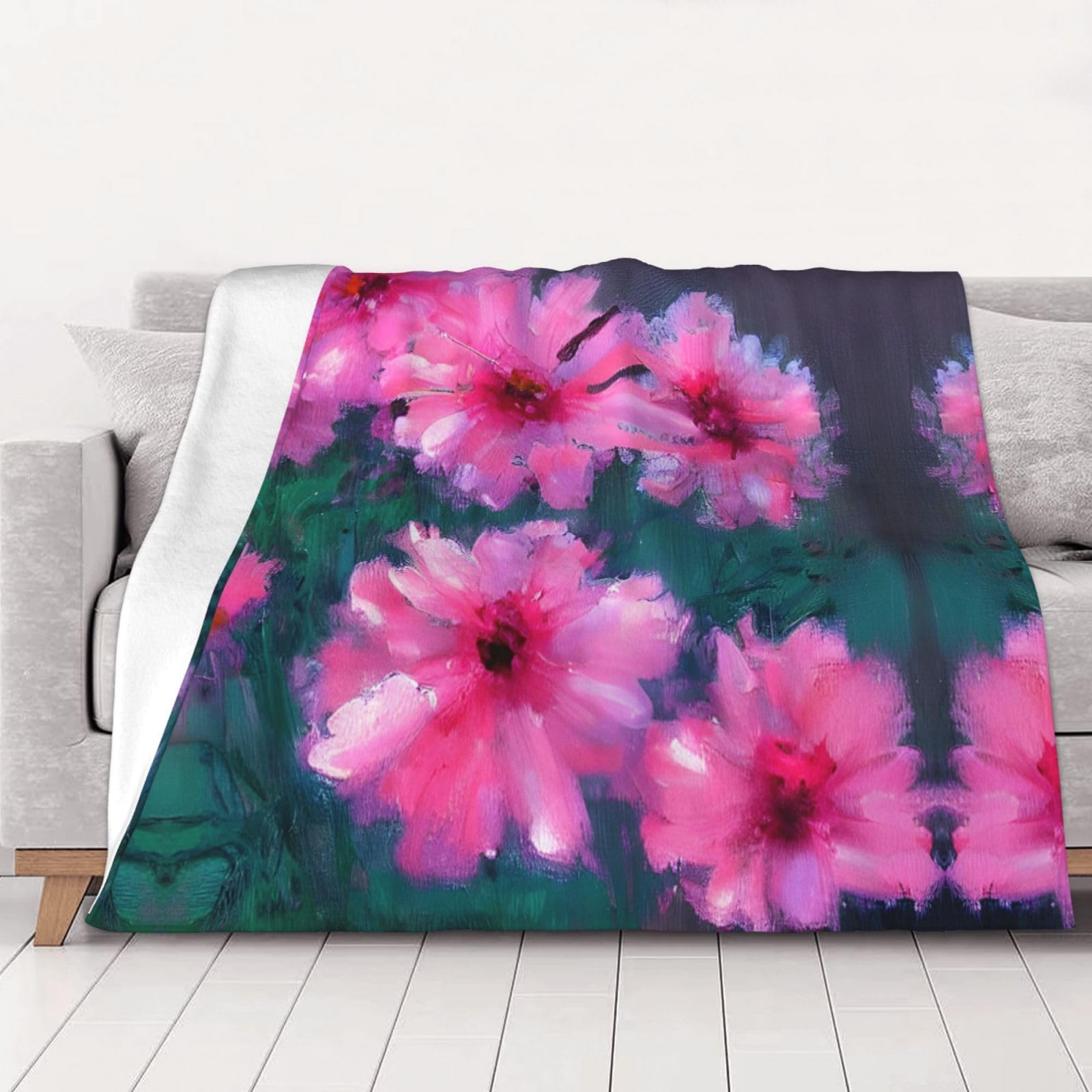 Couverture polaire rose 203x152 cm pour lit et canapé