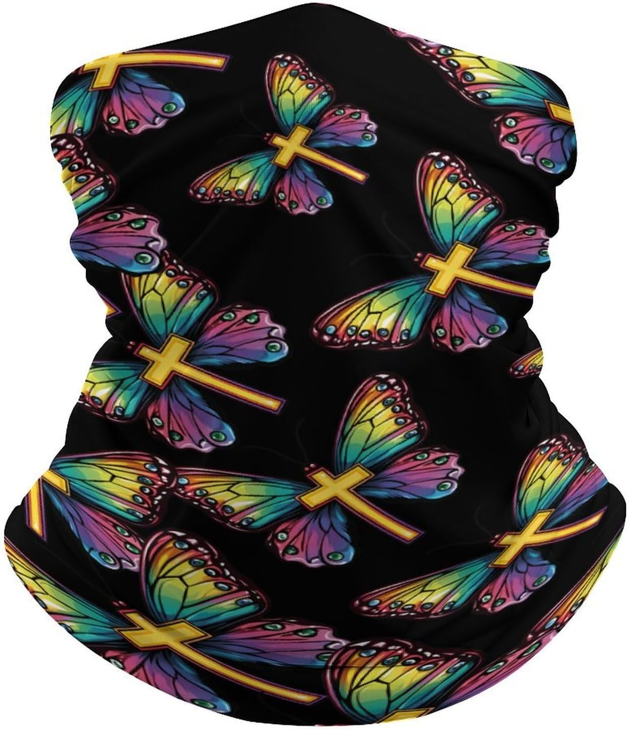 God Butterfly Face Cover Neck Gaiters for Men Women Sun Protection Mask Scarf Hiking Bandana