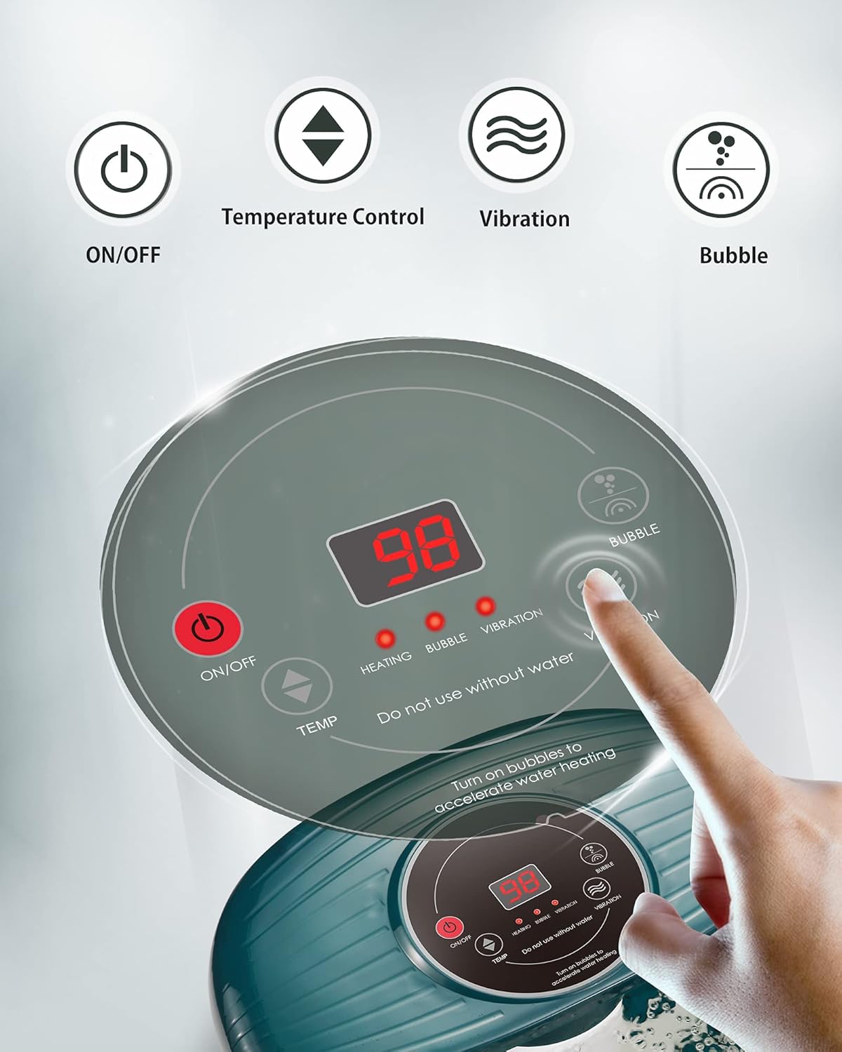 Foot Spa Bath Massager with Heat, Bubble and Vibration, Digital Temperature Control, Pedicure Foot Soaker with 16 Mini Rollers for Soothe and Comfort Feet : Beauty & Personal Care