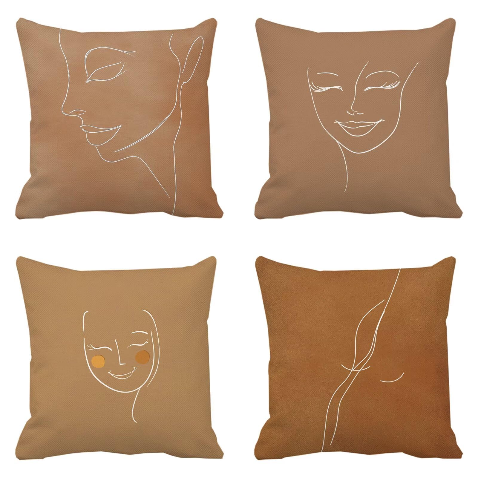 Housse de coussin brun avec fermeture invisible esthétique