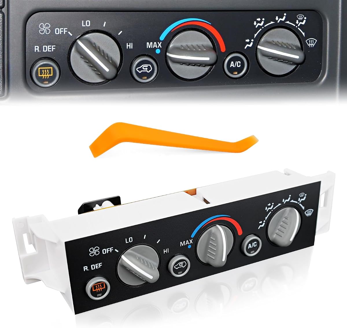 AC Control Panel Compatible with 1996-2000 Chevy Suburban Tahoe GMC Yukon Escalade, Heater HVAC Climate Control Module Unit with Rear Window Defogger Replace for 599-006 16240105