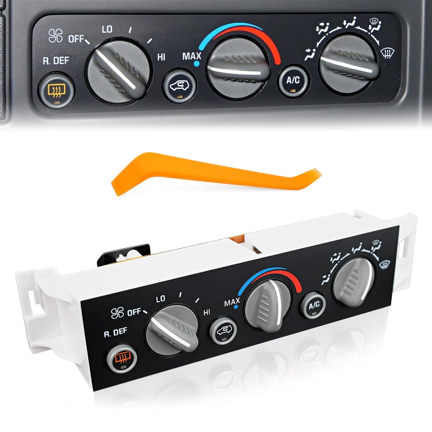 AC Control Panel Compatible with 1996-2000 Chevy Suburban Tahoe GMC Yukon Escalade, Heater HVAC Climate Control Module Unit with Rear Window Defogger Replace for 599-006 16240105