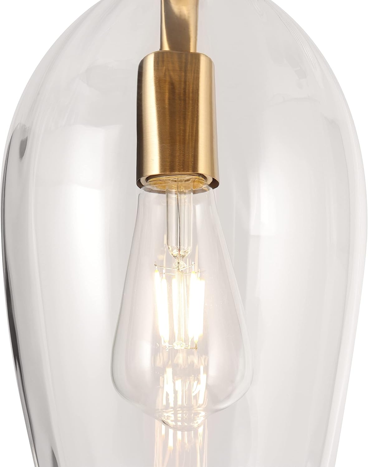 Uolfin Modern Gold Pendant Lighting with Clear Glass Shade, 1-Light Glass Pendant Chandelier Light Fixture, Hanging Lighting for Kitchen Island, Dining Room, Hallway, Living Room, 6.7’’ W x 17.7’’ H