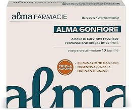 Alma Swelling Alma Farmacie, Supplement for Gastrointestinal Wellness, Swollen Belly, Triple Action Elimination Gas, Digestive, Draining, with Carvi, Gentian and Pineapple, 10 Sachets