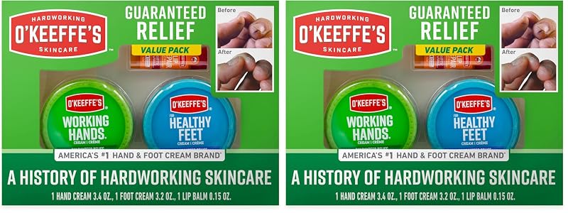 Kit de cuidados O'Keeffe's com creme para mãos, creme para pés e bálsamo labial, Pacote com 2