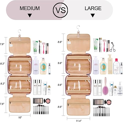 Miniatura 3 de Neceser colgante de viaje para mujer, con capacidad para champú de tamaño completo, con compartimento organizador de joyas, bolsa de maquillaje