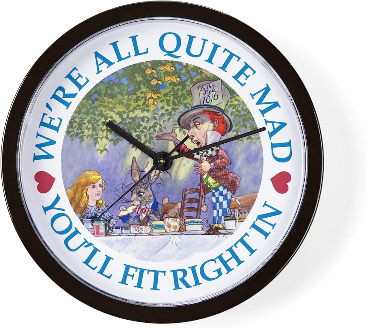 CafePress MAD HATTER's Tea Party 10" Wall Clock for Livingroom, Kitchen, or Office
