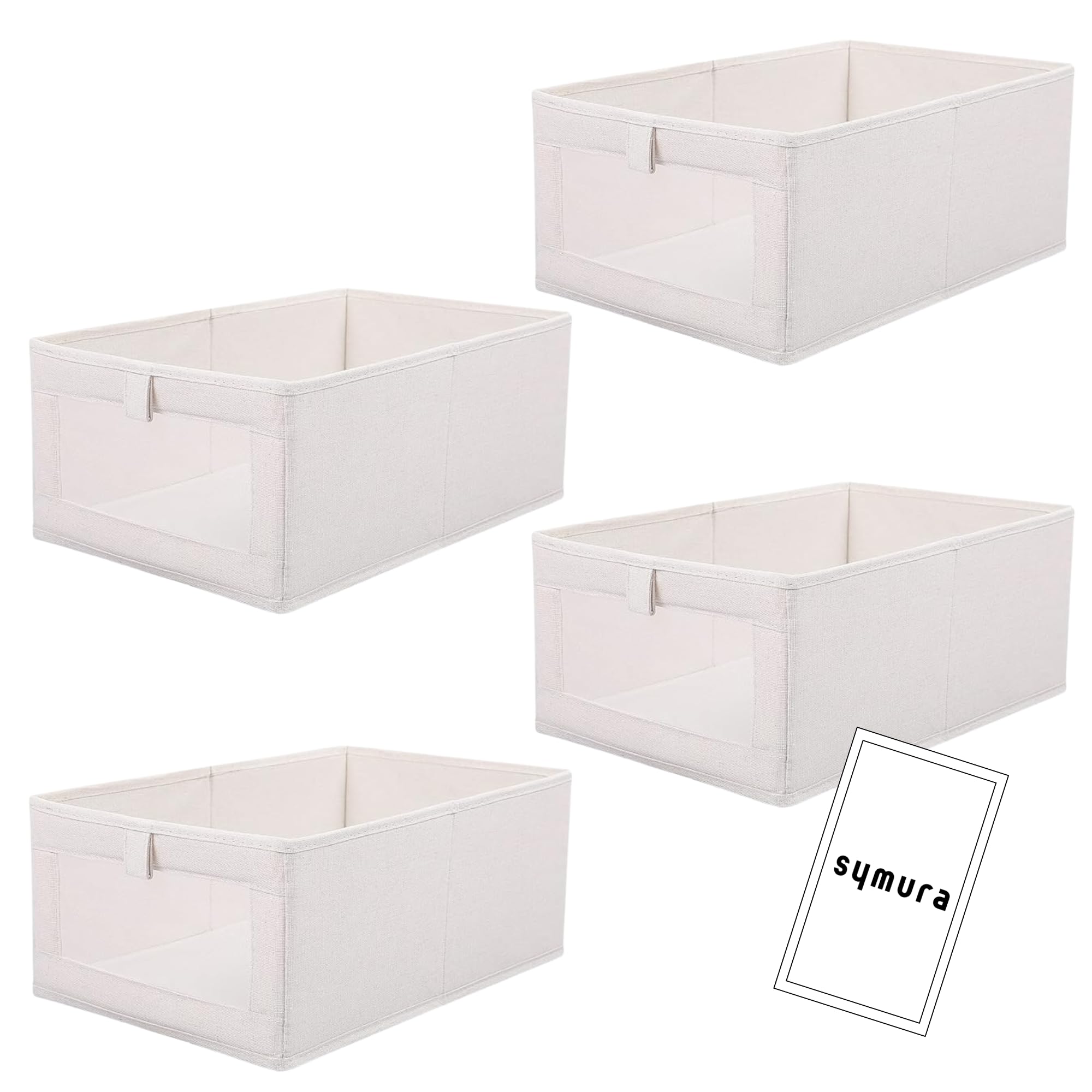 SYMURA 4 Large Foldable Fabric Clothing Storage Box with Steel Frame | Modern Wardrobe Organizer Closet Organizer for Sweaters & Pants | Stackable, Lidless Toy Organizer Box Cube Storage Bin Organizer