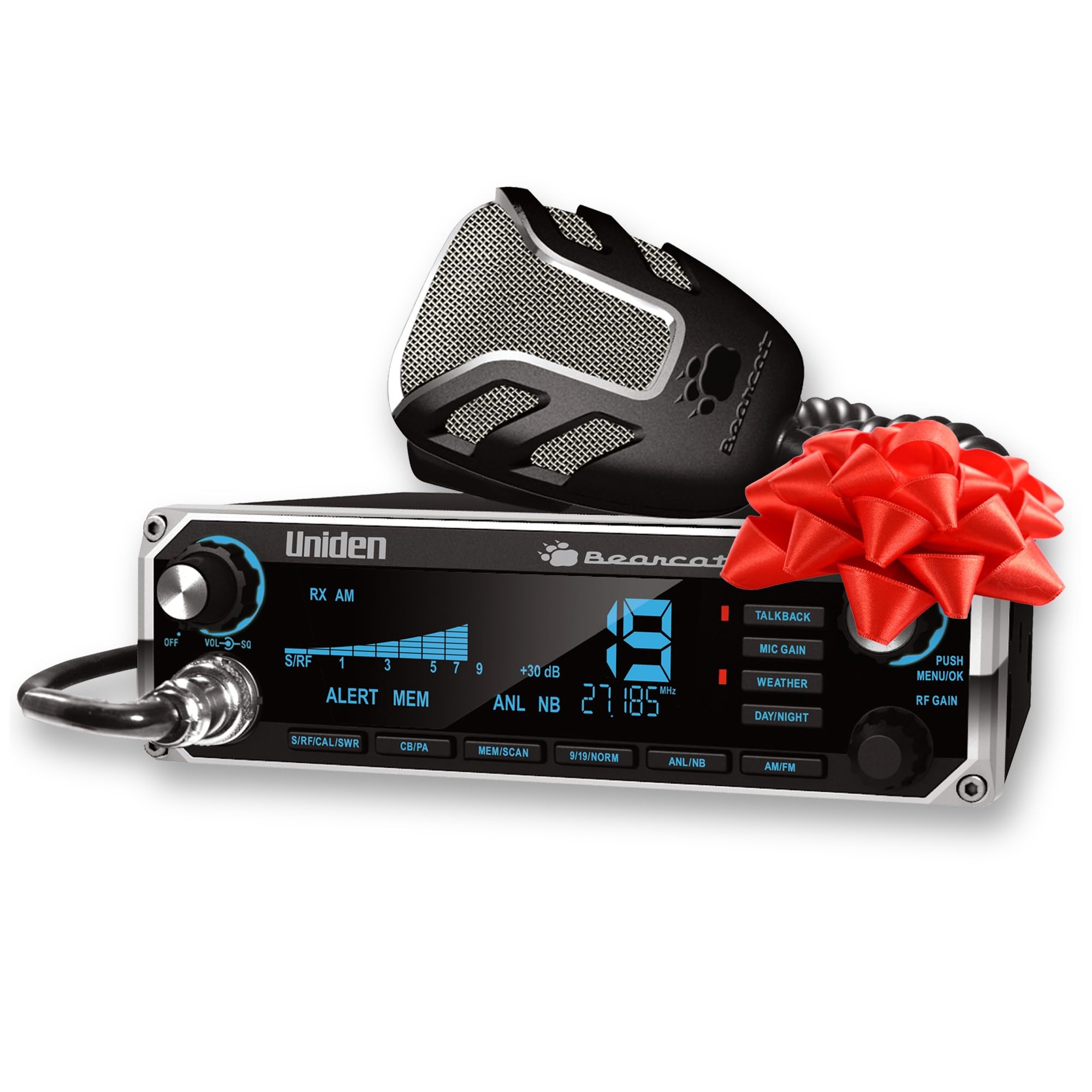 Bearcat 880FM CB Radio, 40 Channels with Dual-Mode AM/FM, Large Easy-to-Read Backlit 7-Color LCD Display, Backlit Knobs/Buttons, NOAA Weather Alert, PA/CB Switch, and Wireless Mic Compatible