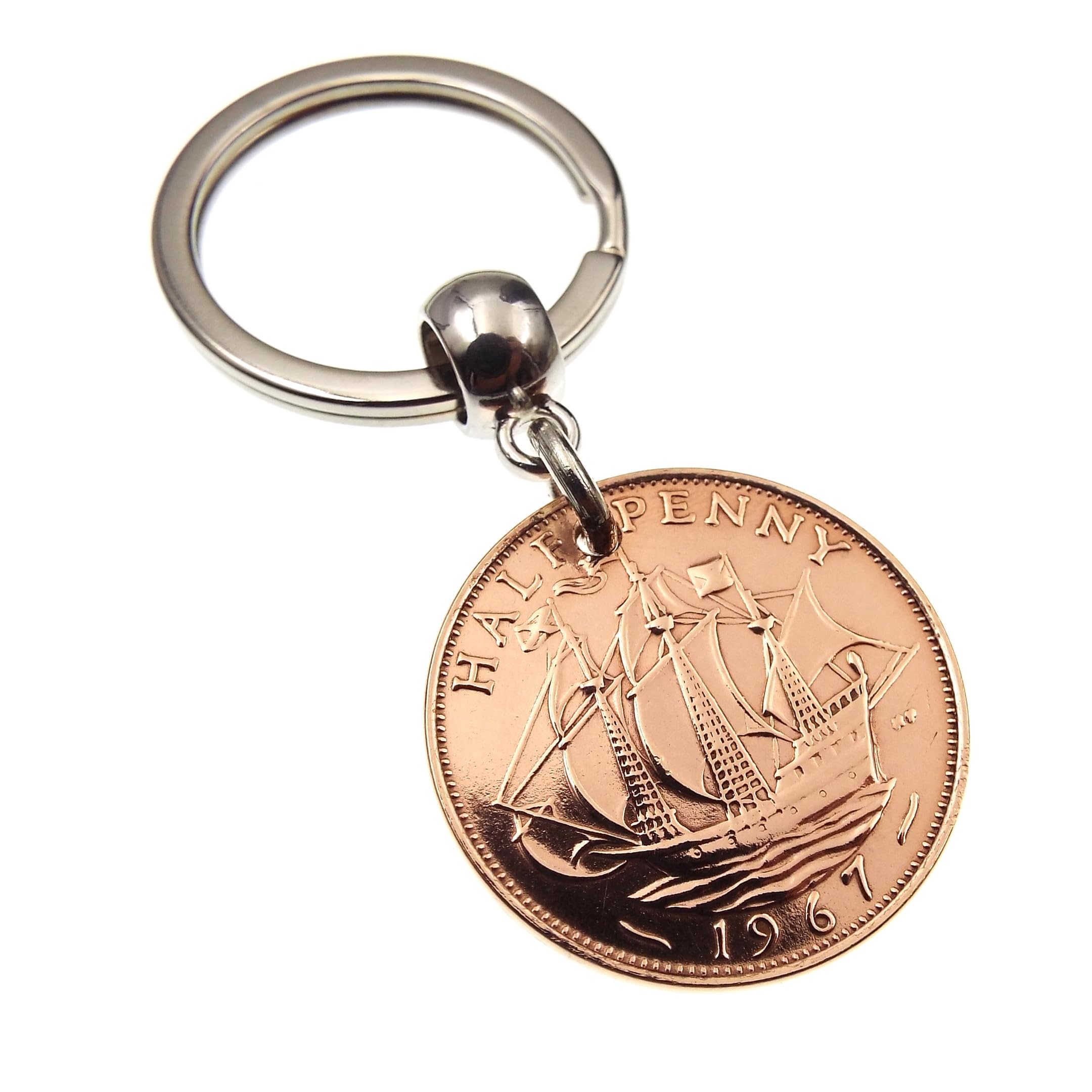A Silver Dream 1967 British Half Penny Coin Keyring