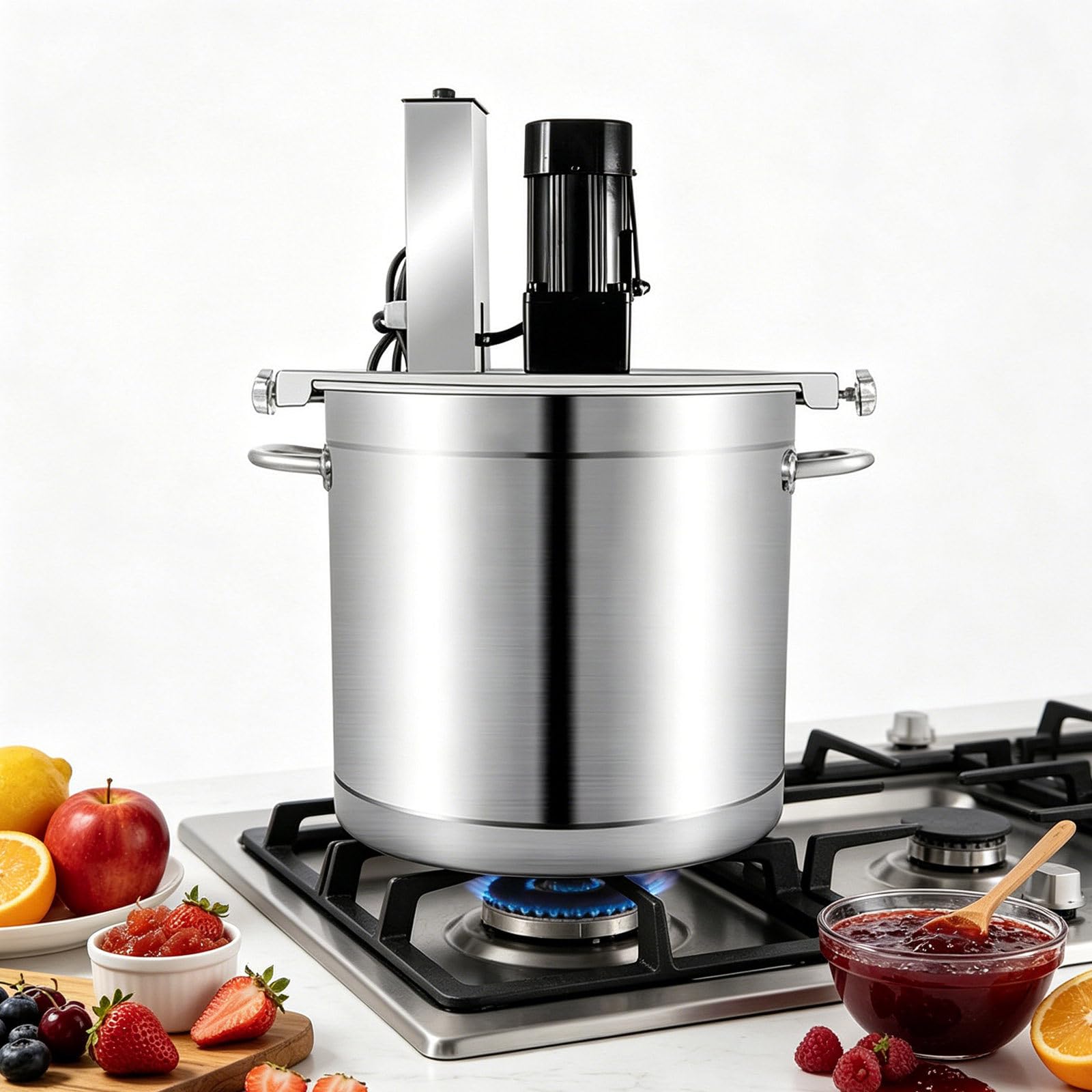 AETEREOS Automatic Food Mixer, with 4 Blade Stirring Scraper, Adjustable Stirring Speed, for Making Jam, Sauce, Filling, Hot Pot Seasoning Bottom Soup, Sauce 45L