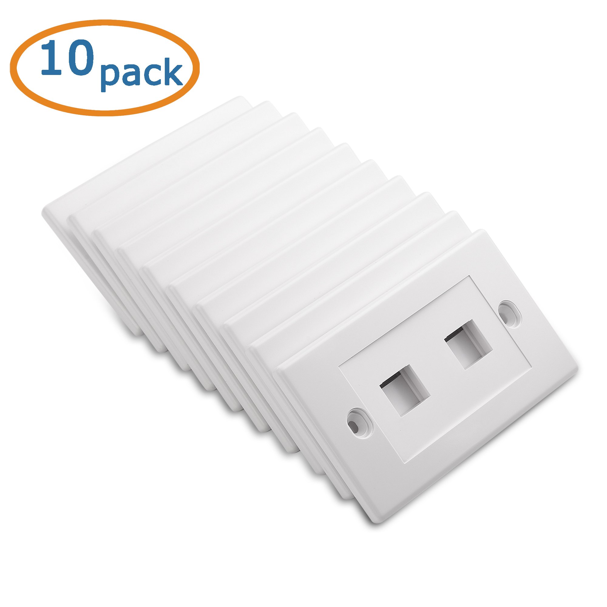 DIYTECH 12-Port Keystone Wall Plate - 2 Gang White, In-Wall Patch Panel With Mounting Bracket-634173