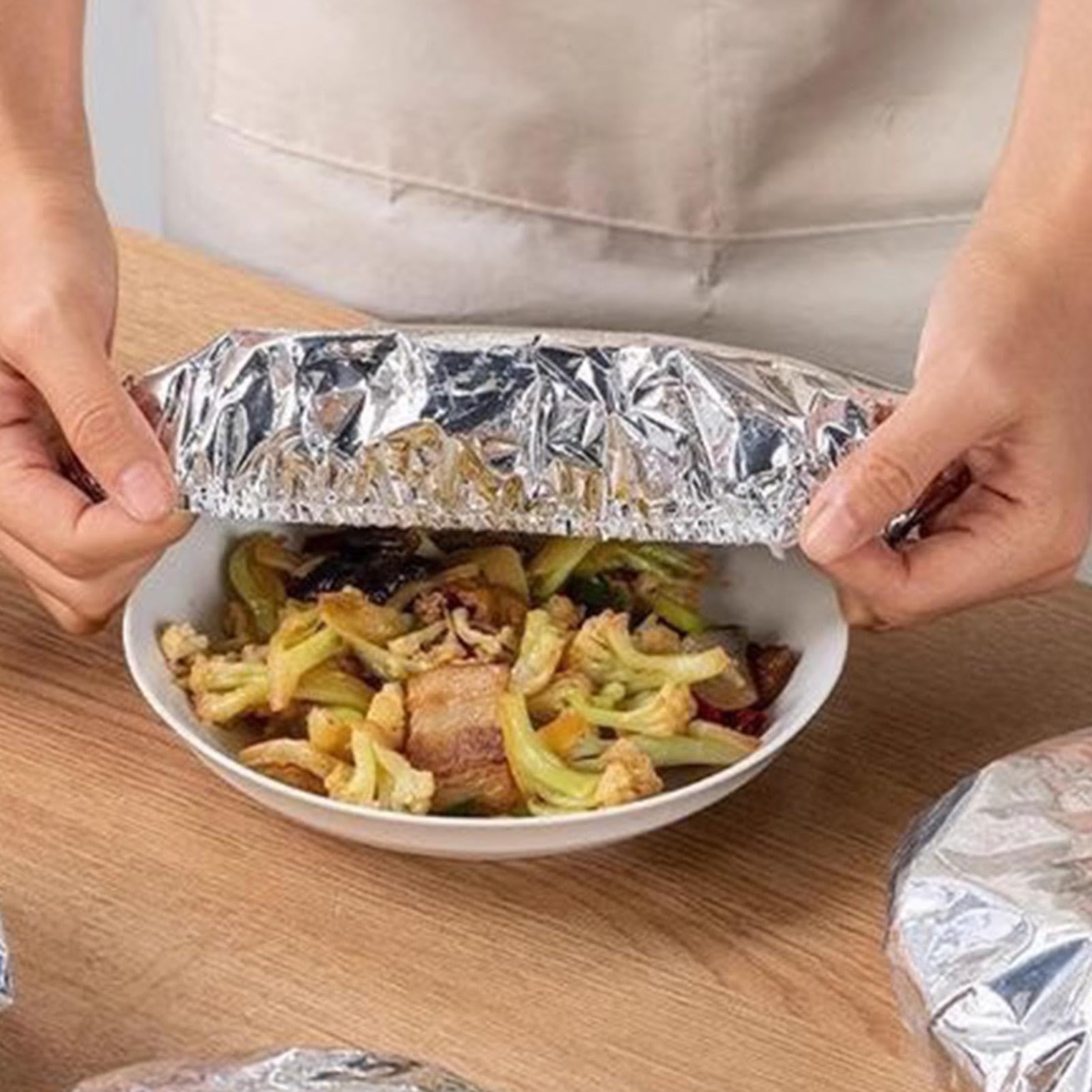Copertura Isolante In Lamina Di Alluminio Per Alimenti, | 50 Pezzi Fogli Di Alluminio Per Alimenti, Coperture Alimentari Con Elastico Per Frutta Ciotole Pentole Contenitori Mantenimento Fresco