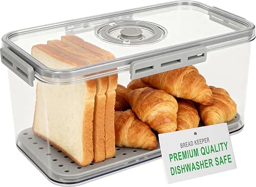 Tiawudi Plastic Bread Box for Kitchen Countertop, Airtight Bread Storage