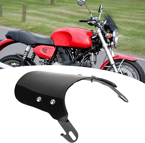Miniatura 7 de Acouto Deflector de viento para motocicleta, Cafe Racer, parabrisas modificado universal para motocicleta, ABS hierro, negro, parabrisas de