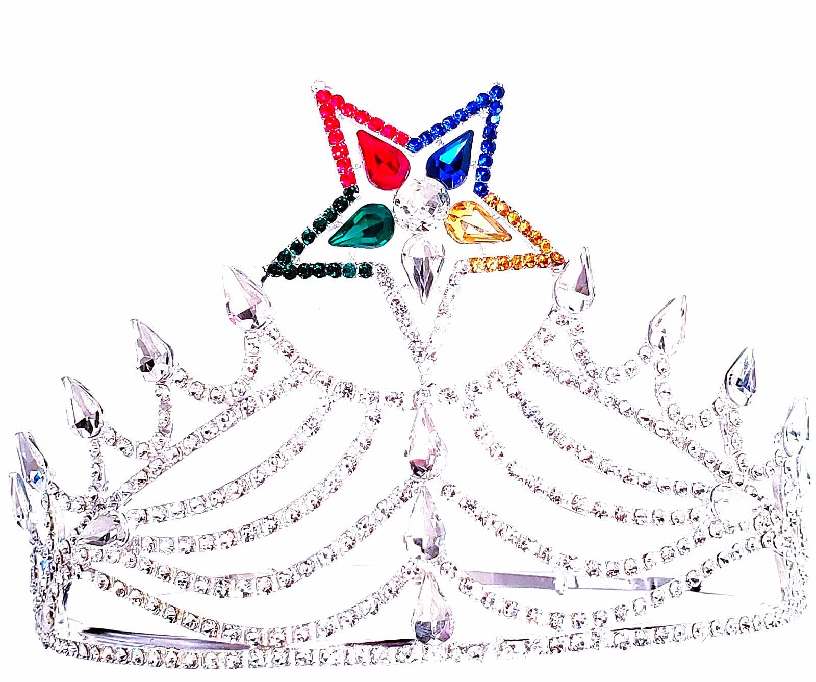 Masonic OES Grand Matron SILVER Rhinestones O.E.S Adjustable CROWN Without GAVEL