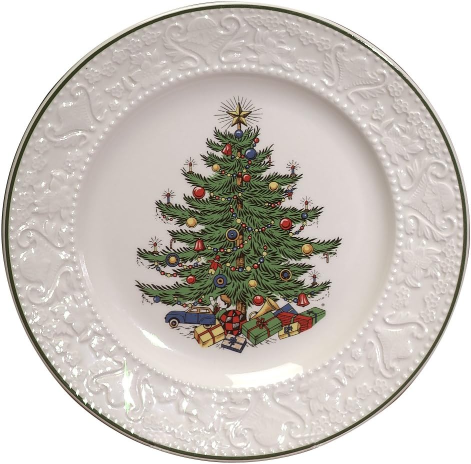 Cuthberston Original Christmas Tree Dickens Embossed, Salad Plate Round, 8.25"