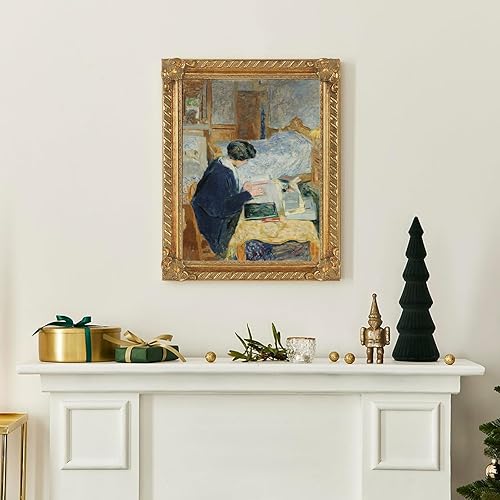 Miniatura 3 de FOLKOR Marco dorado antiguo para pintura en lienzo de 8 x 10 pulgadas, marco de 1.8 pulgadas de ancho con parte trasera abierta para impresiones en