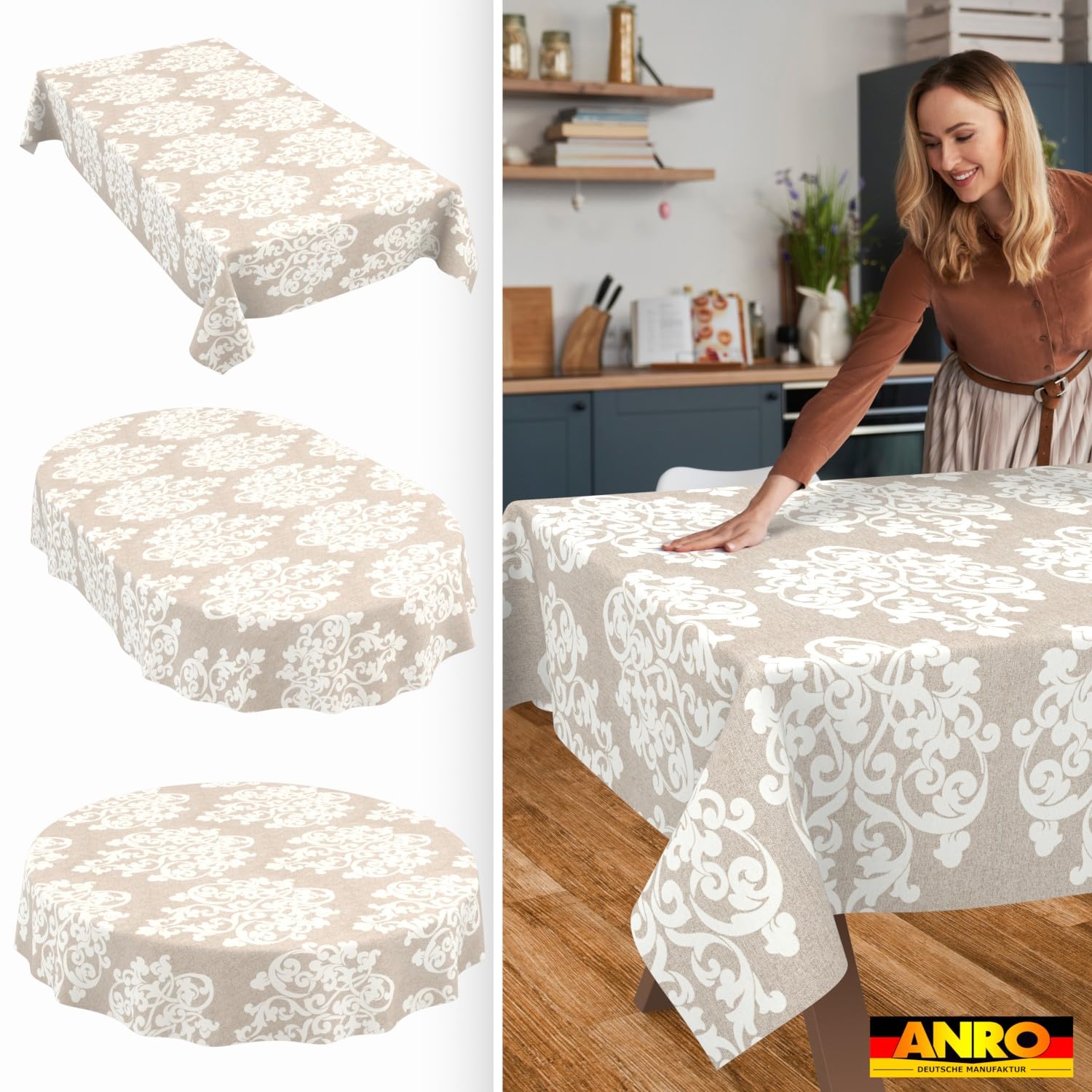 ANRO Obrus zmywalny Adamaszek 300x140 cm ogrodowy