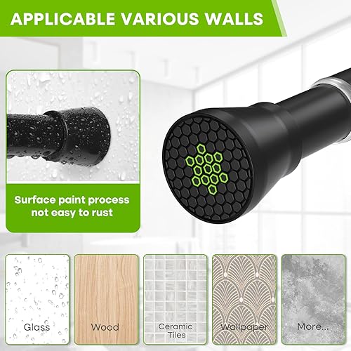 Miniatura 10 de Barra de cortina de tensión de 33 a 59 pulgadas, sin perforación, barra de tensión blanca, barra de resorte, barra de cortina ajustable, barra de