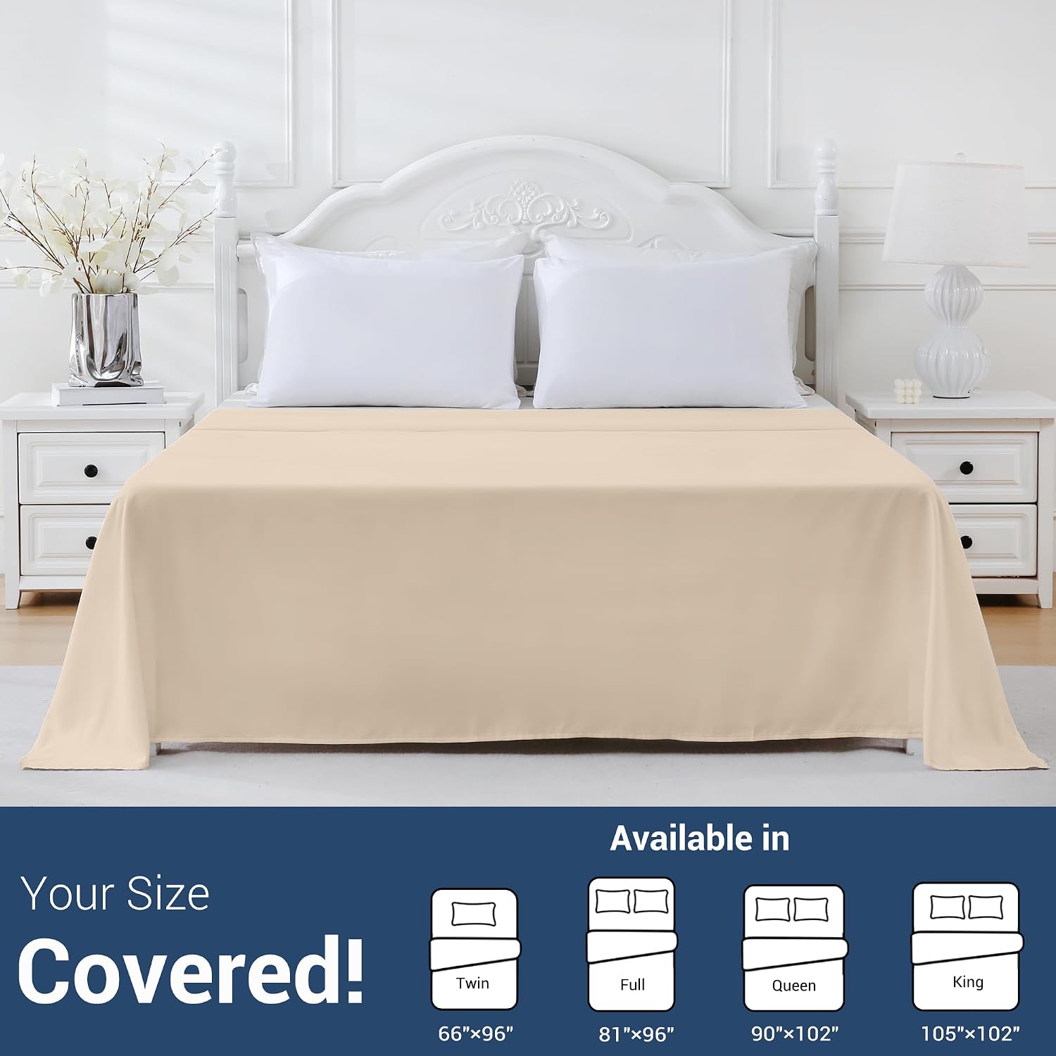 CULVE Bulk King Microfiber Flat Sheets Only, 6 Pack (105x102,Beige) image 5