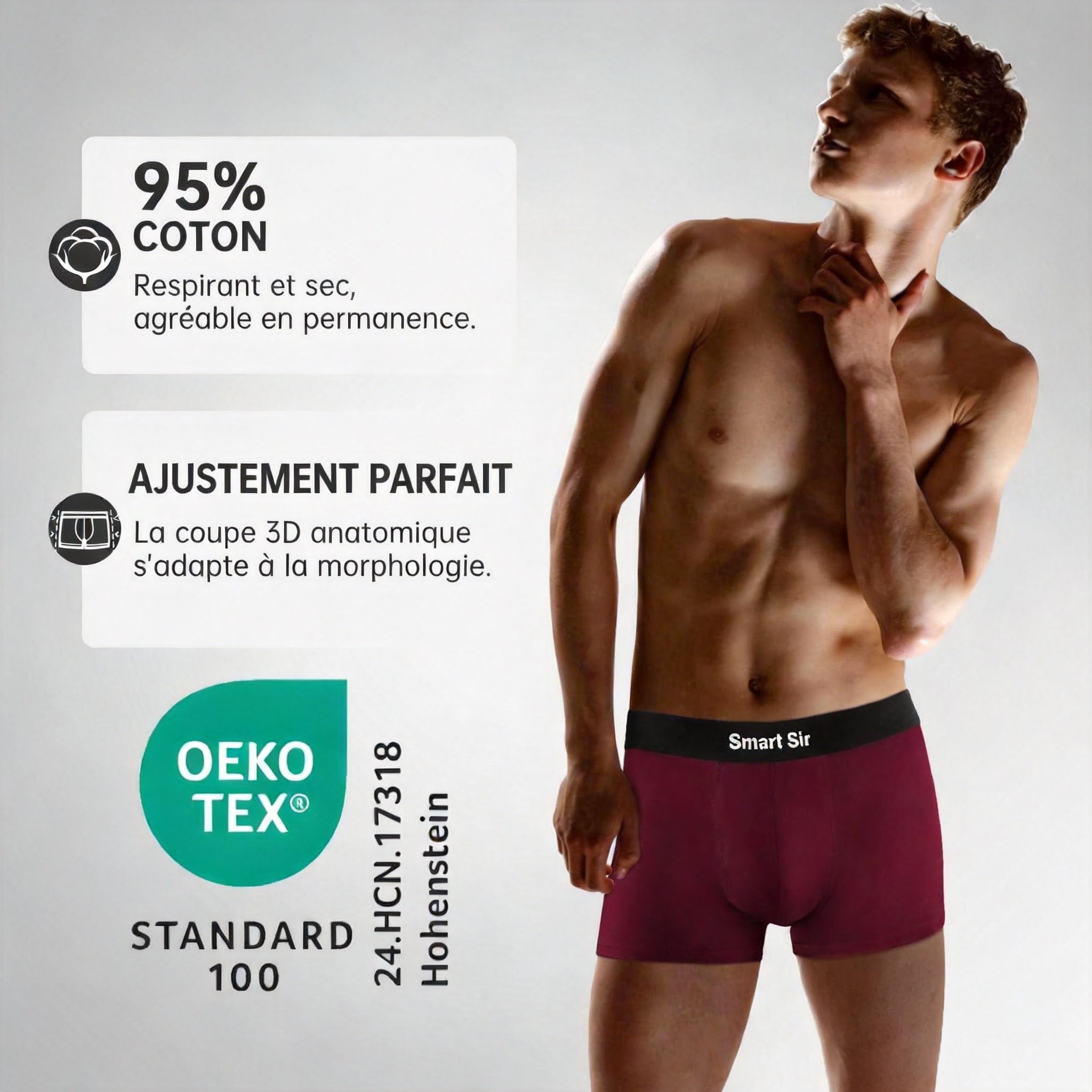 Smart Sir Boxer Homme Lot de 12, Coton Peigné Doux & Respirant | Confort Bien ajusté, Épouse les Formes, Caleçon homme, Sans Ourlets Qui Roulent, Calecon Homme, Sans Étiquettes Irritantes
