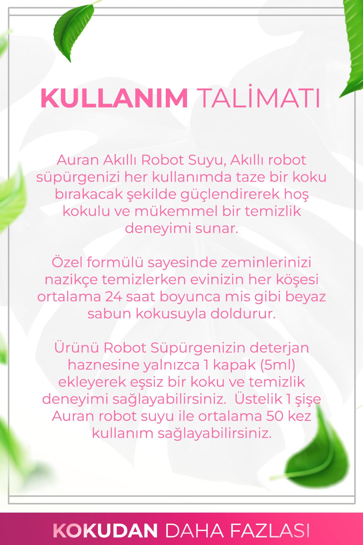 AURAN Bebek Pudrası Akıllı Robot Süpürge Suyu, Mop Suyu, Deterjanı Yüzey Temizleyici 250ml