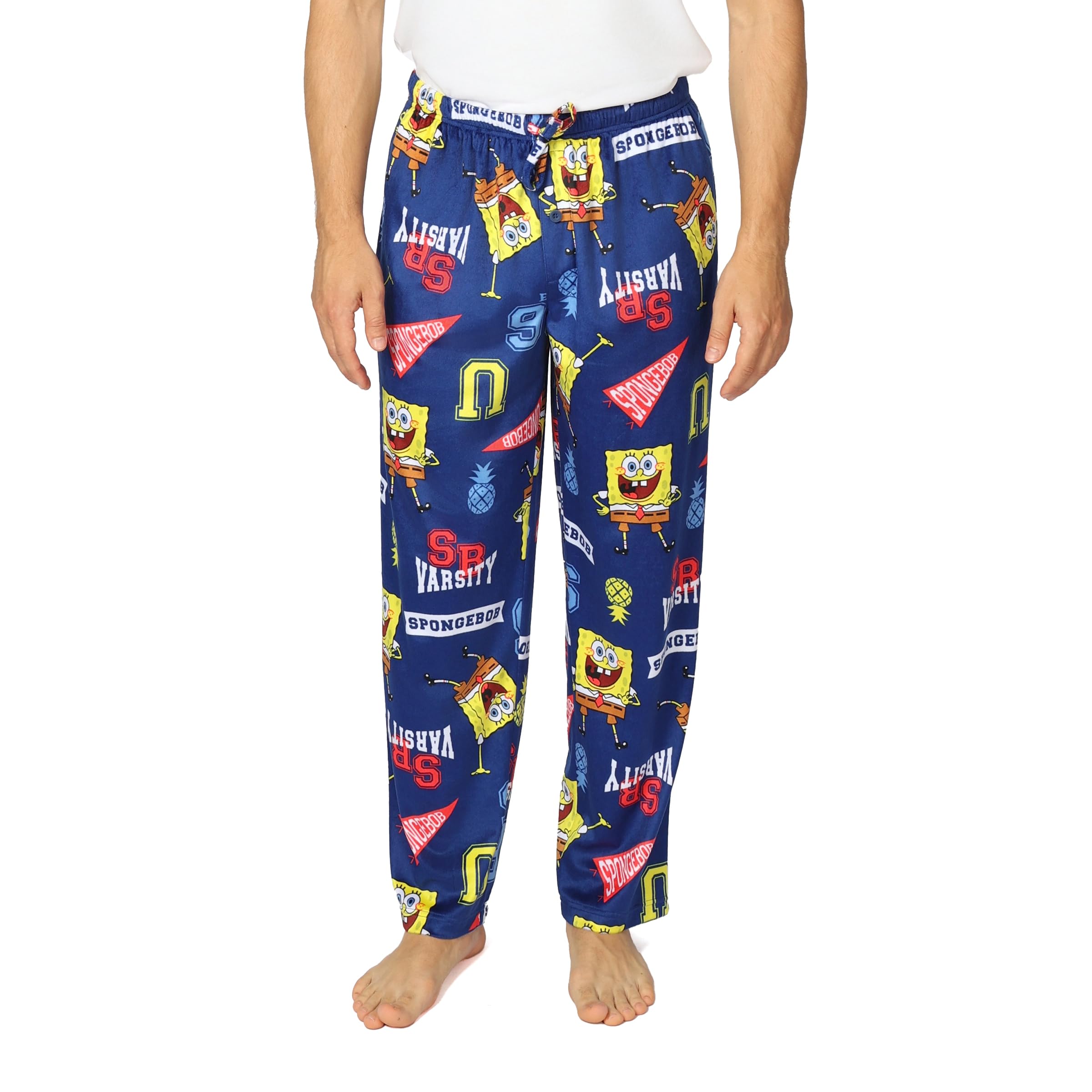Nickelodeon Men's Spongebob University Pajama Pants, Lounge Bottoms With Drawstring, Ultra-Soft & Comfortable, Xl