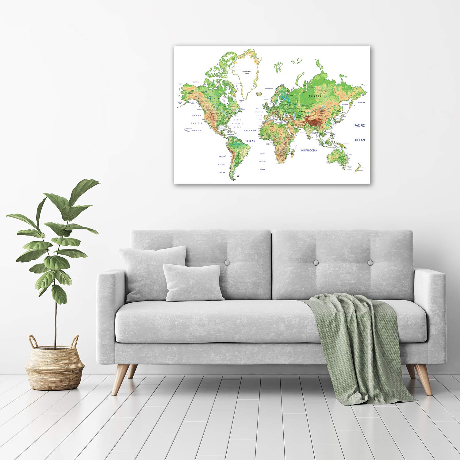 Tulup Obraz na płótnie - 100x70cm - Wydruk na Ścianę do Salonu Kuchni Kanwa Canvas Zdjęcie - Mapa świata