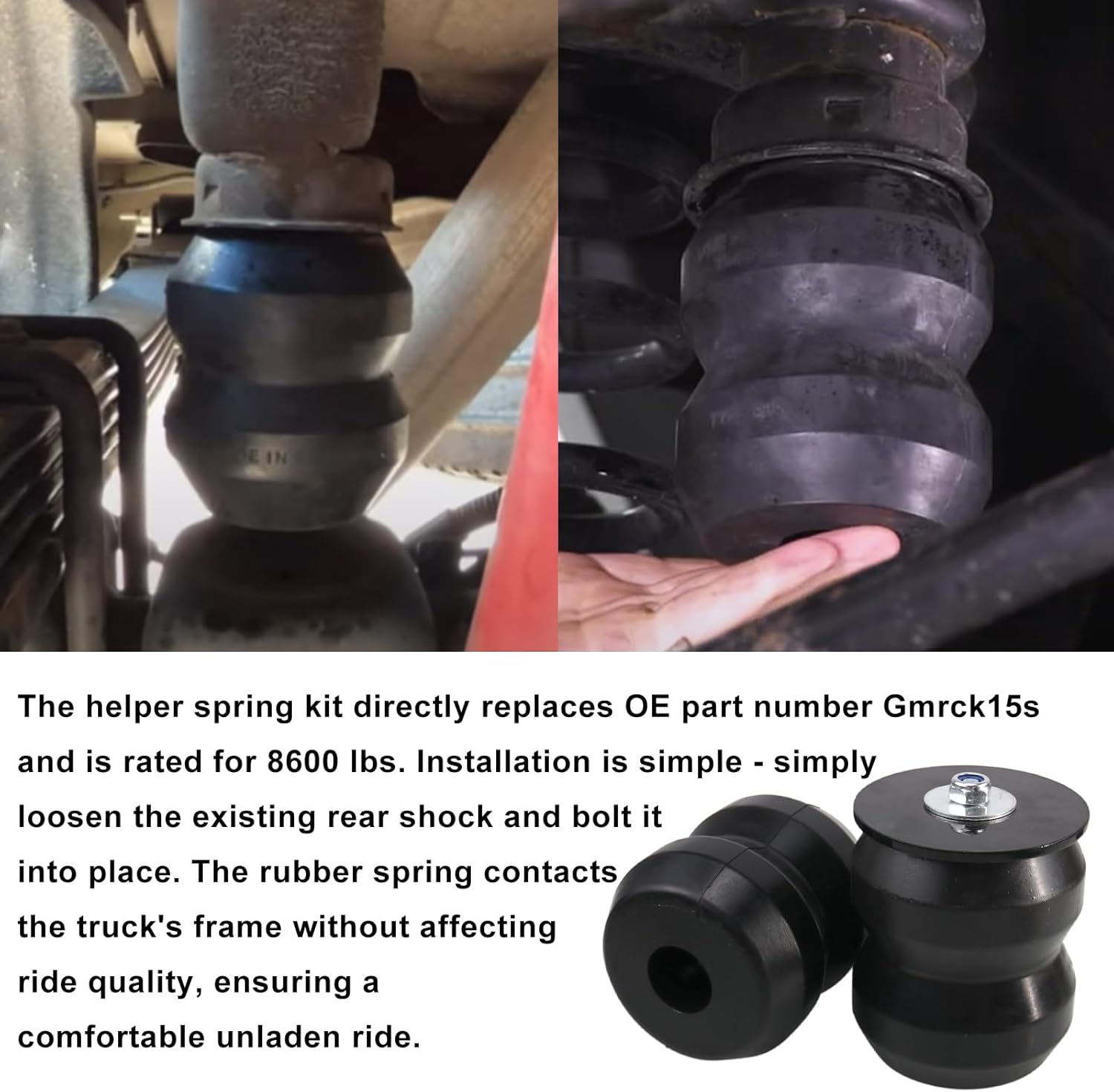 RULLINE Enhanced Rear Suspension Bump Stops Compatible With 1999-2021 Silverado 1500 & Sierra 1500-2WD/4WD Off-Road, 8600 lbs Capacity, Compatible With Chevy & GMC Pickup Trucks