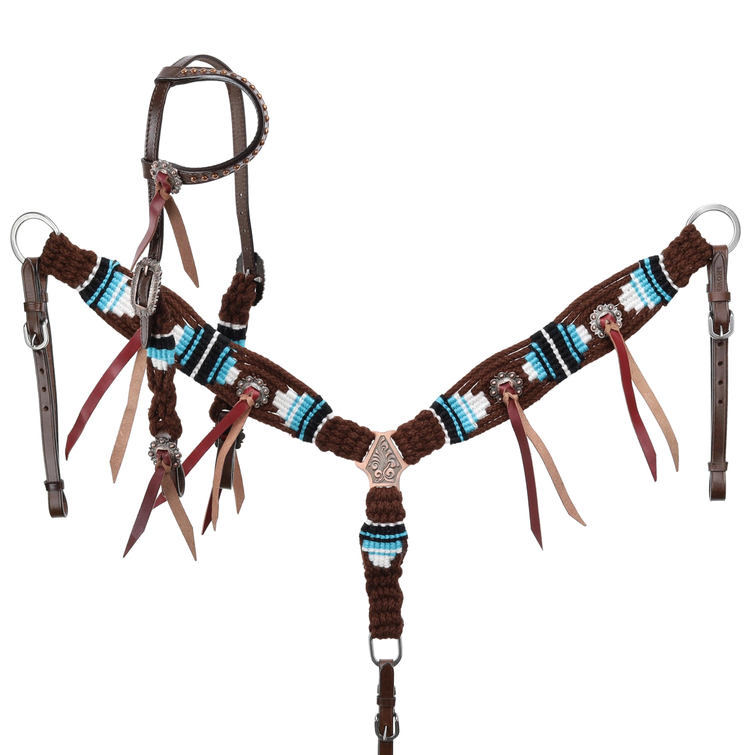 Showman Teal Hollow Mohair Single Ear Headstall & Breast Collar Set