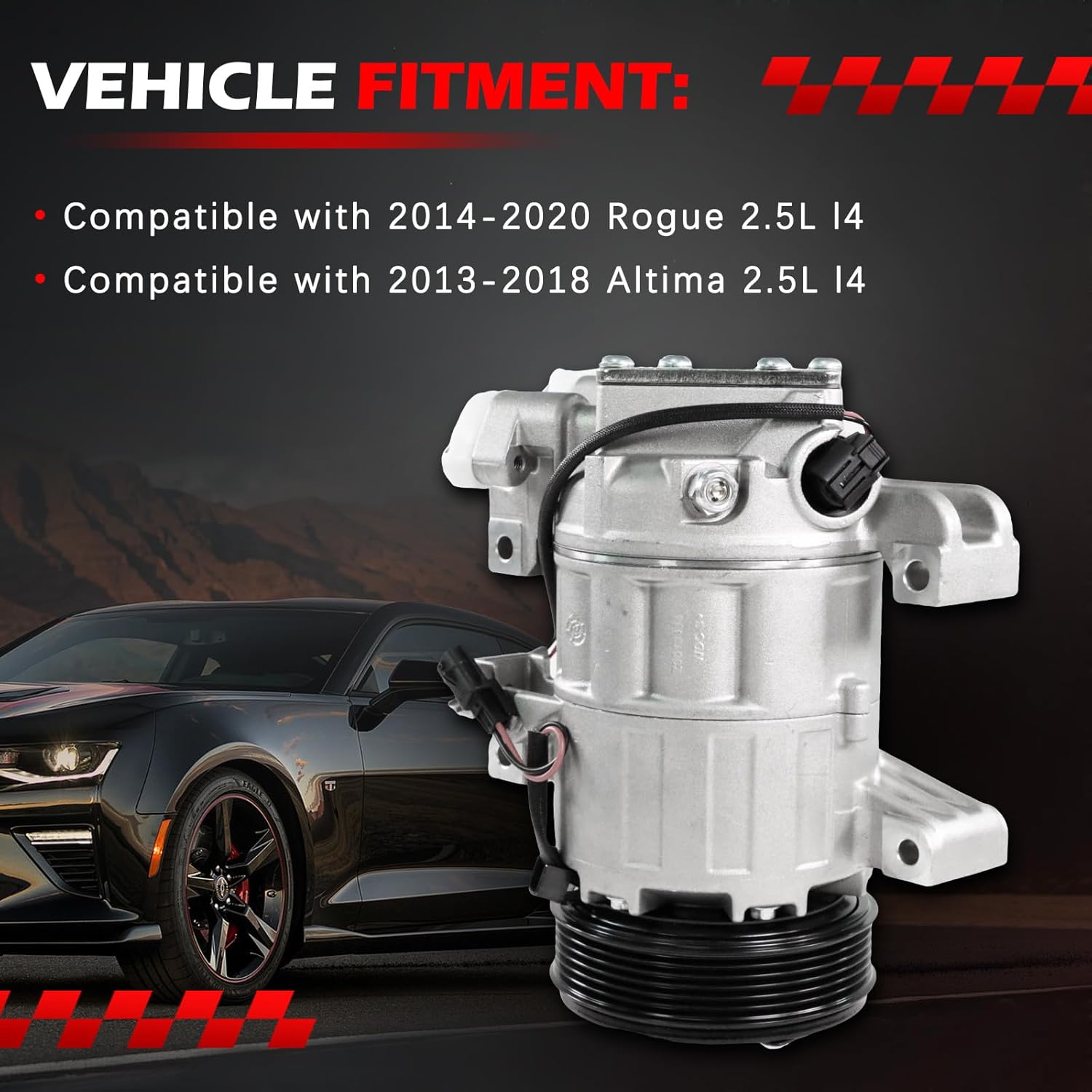 A/C Compressor with Clutch Fit for 2013-2018 Altima 2.5L l4 (Only fit SL or SV), Fit for QX60 Hybrid Plus 2018 2.5L Fit for QX60 Hybrid 2019 2.5L, Replace for 140919NC 140919