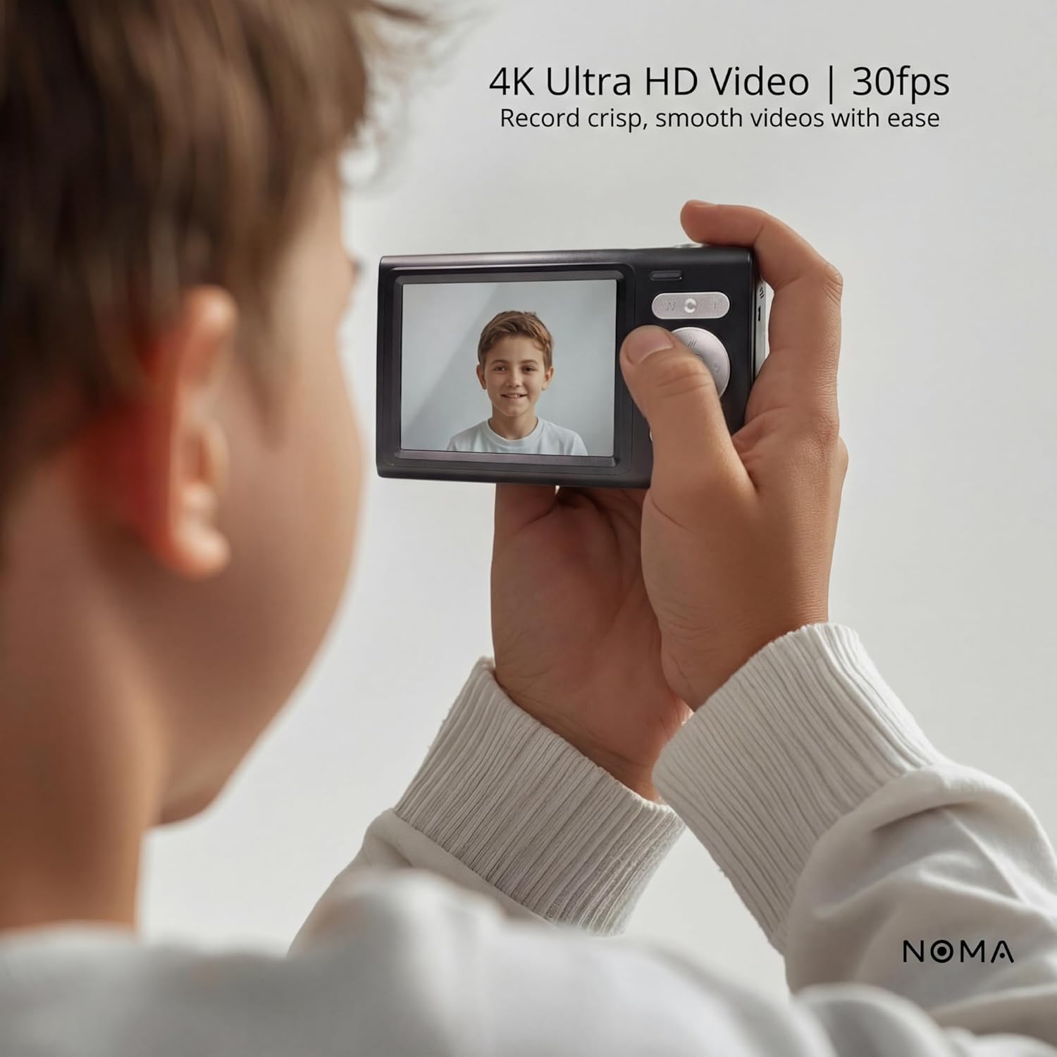 Noma Vintage Digital Camera – Retro Point and Shoot Digital Camera with 48MP Autofocus, 4K Video, Compact Pocket Camera for Travel, Kids & Beginners, SD Card Reader Included (Black)