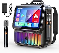 SEALIGHT 13.3" HD Touchscreen Karaoke Machine for Adults - 350W Bluetooth Speaker, 2 Wireless Mics, DJ Lights, Pitch Control, Portable Party System