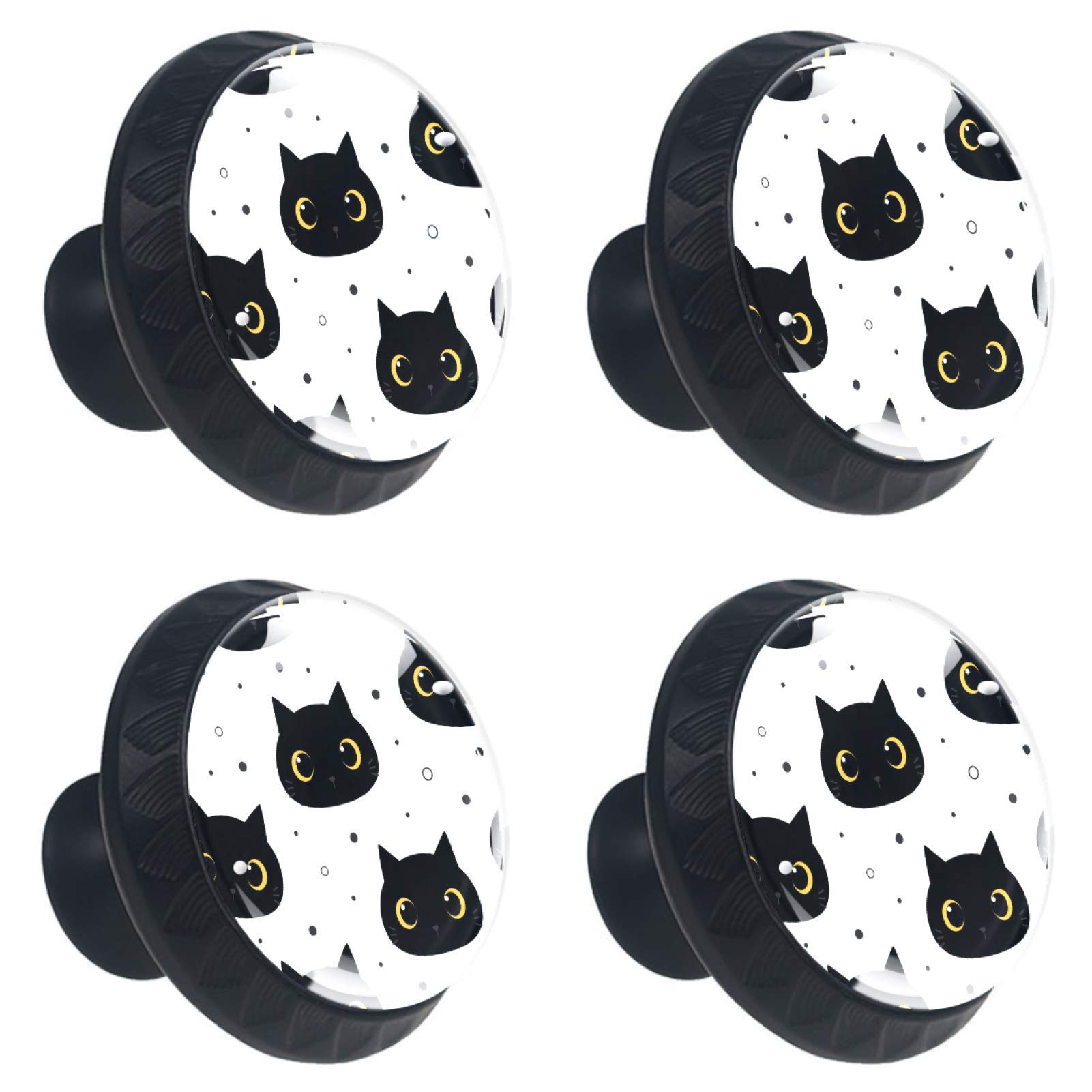 Boutons de tiroir chat noir lot de 4 pour égayer votre cuisine