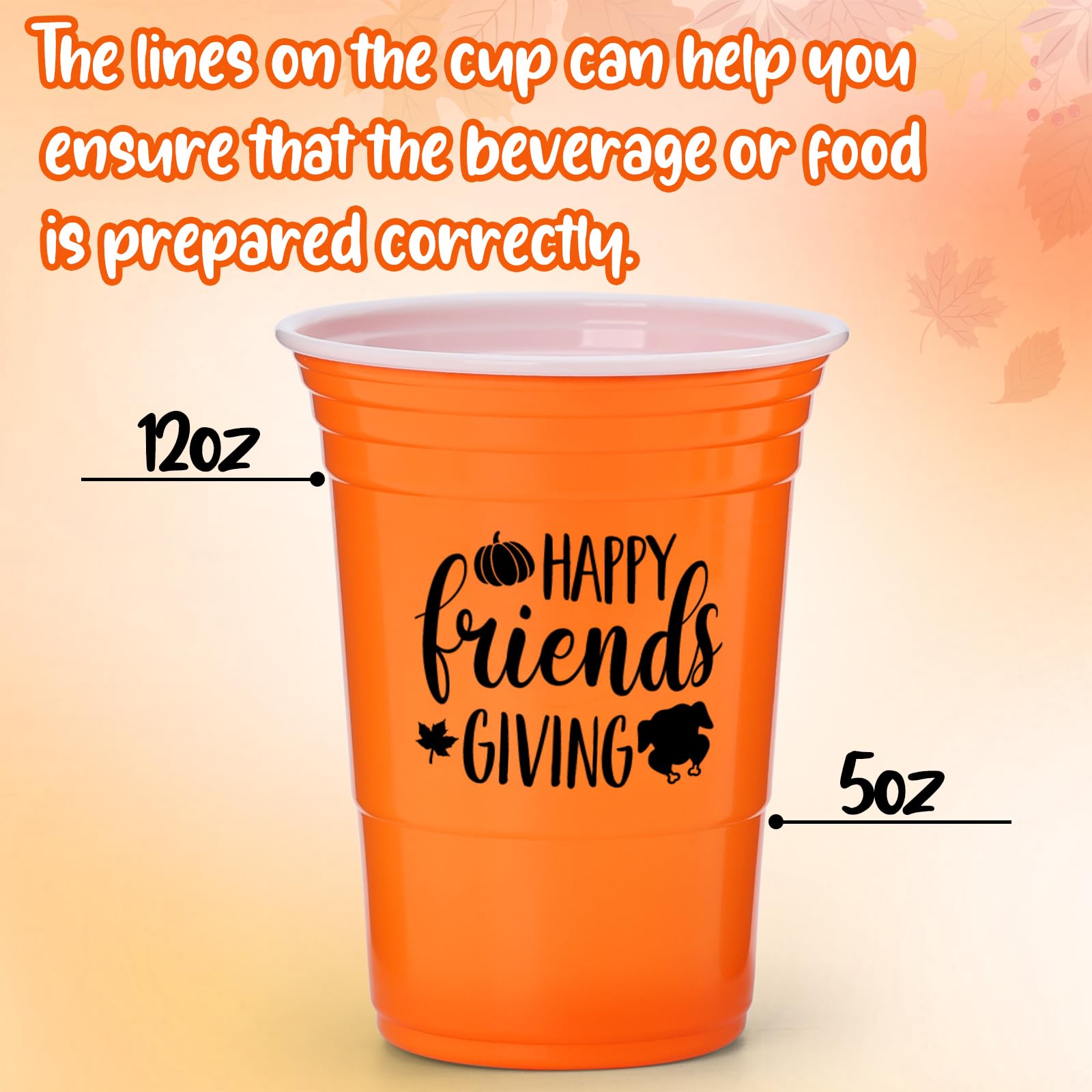 Nefelibata 24 Pack Friendsgiving Party Plastic Cups 15OZ