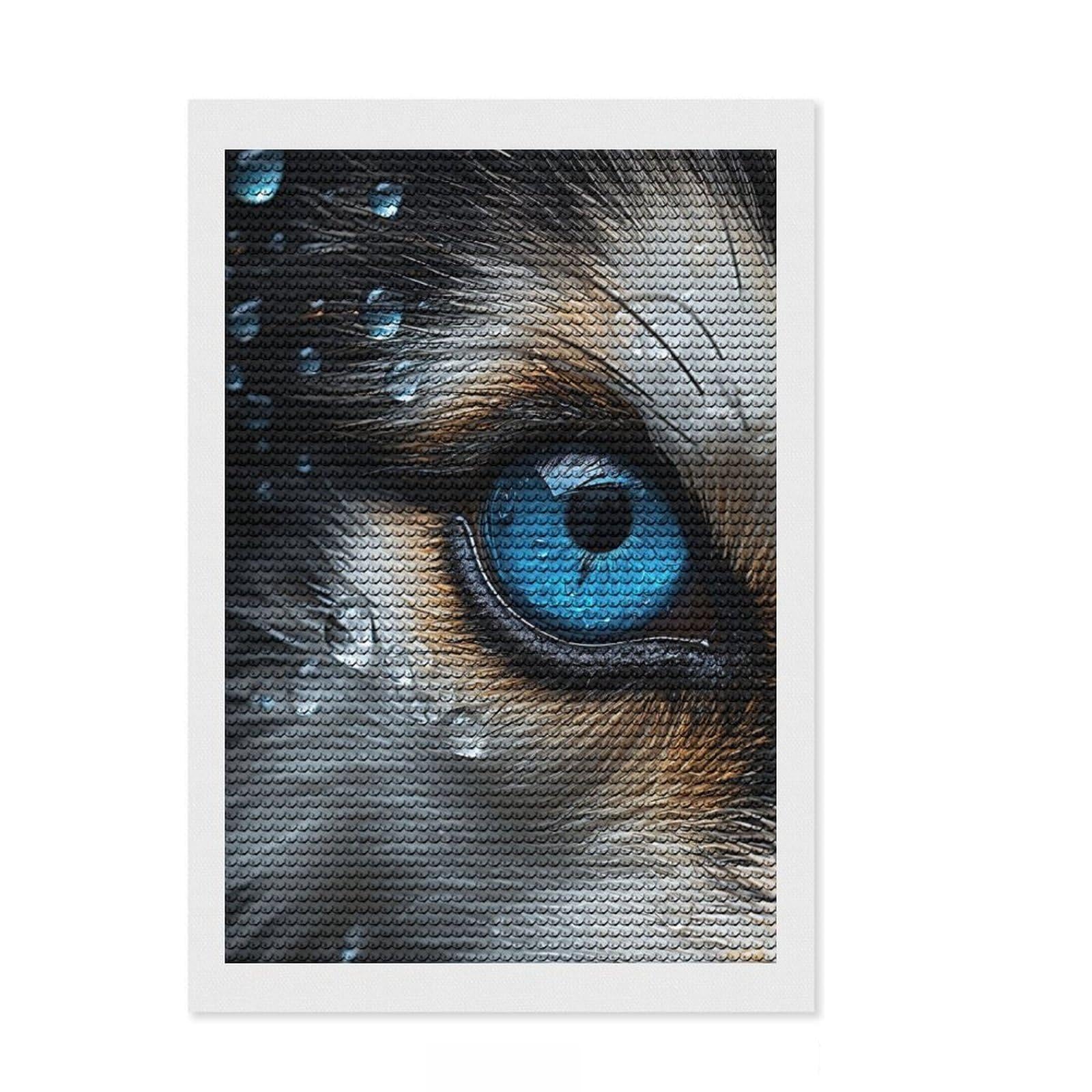 Junmoney Husky Eye Close Up Diamond Art Canvas 8"x12", Sparkling Round Gems, Neat Printed Canvas, with Tool Kit, Office Decor, Printed Canvas