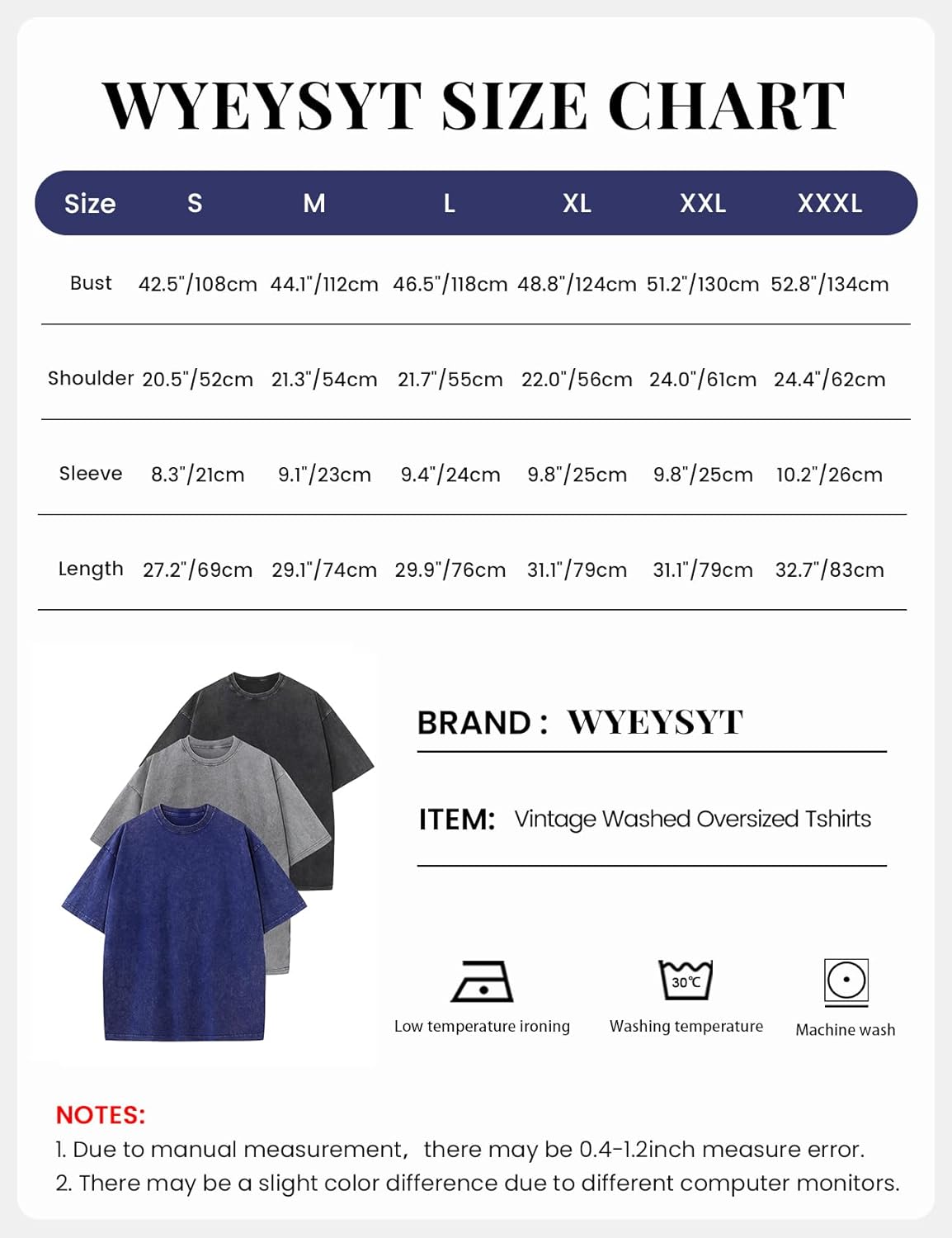 Wyeysyt 3 Pack Oversized Tshirts for Women Vintage Washed Baggy Tees Cotton Short Sleeves Acid Shirts Unisex Tops - Image 7