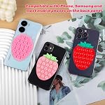 CIEO Suction Phone Grip, Strong Silicone Suction, Strawberry Sticky Grip, Fruit Shaped, Suitable for Selfies and Videos on Mirrors, Bathrooms and Smooth Surfaces, Compatible with iPhone, Samsung (Red)