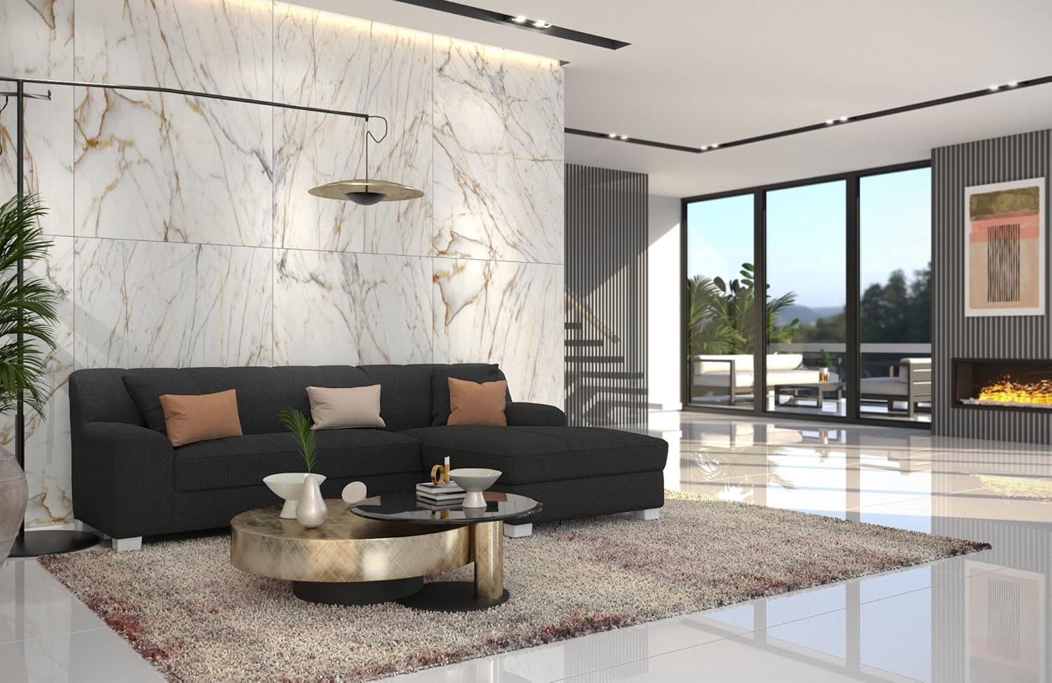 DOMO. collection Divano angolare Capri, divano a forma di L, divano ad angolo, divano ad angolo, 239 x 152 x 75 cm (larghezza x profondità x altezza), nero