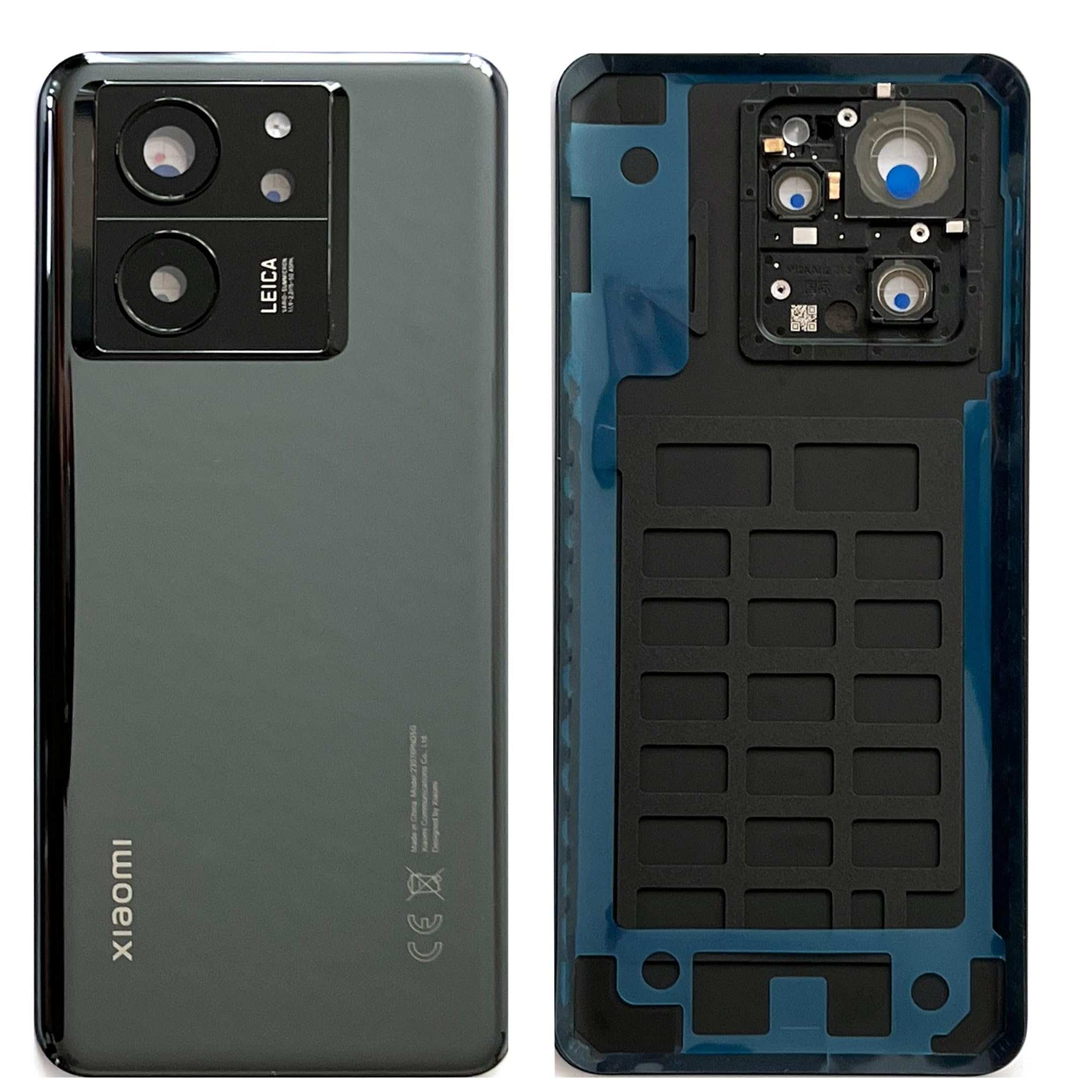 SGV Tapa de batería para Xiaomi Mi 13T / 13T Pro con cristal de la cámara, logotipo y marca CE, color negro