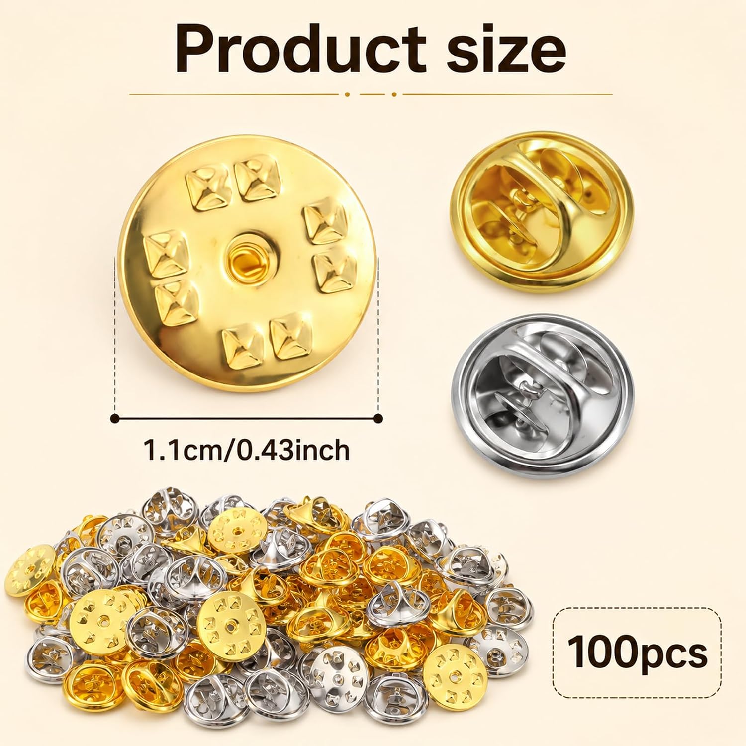 HJZHII 100Pcs Brass Butterfly Clutch Badge Insignia Pin Backs Replacement